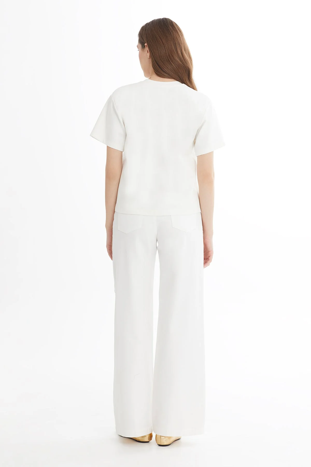 Ecru Canvas Embroidery T-Shirt - Image 4
