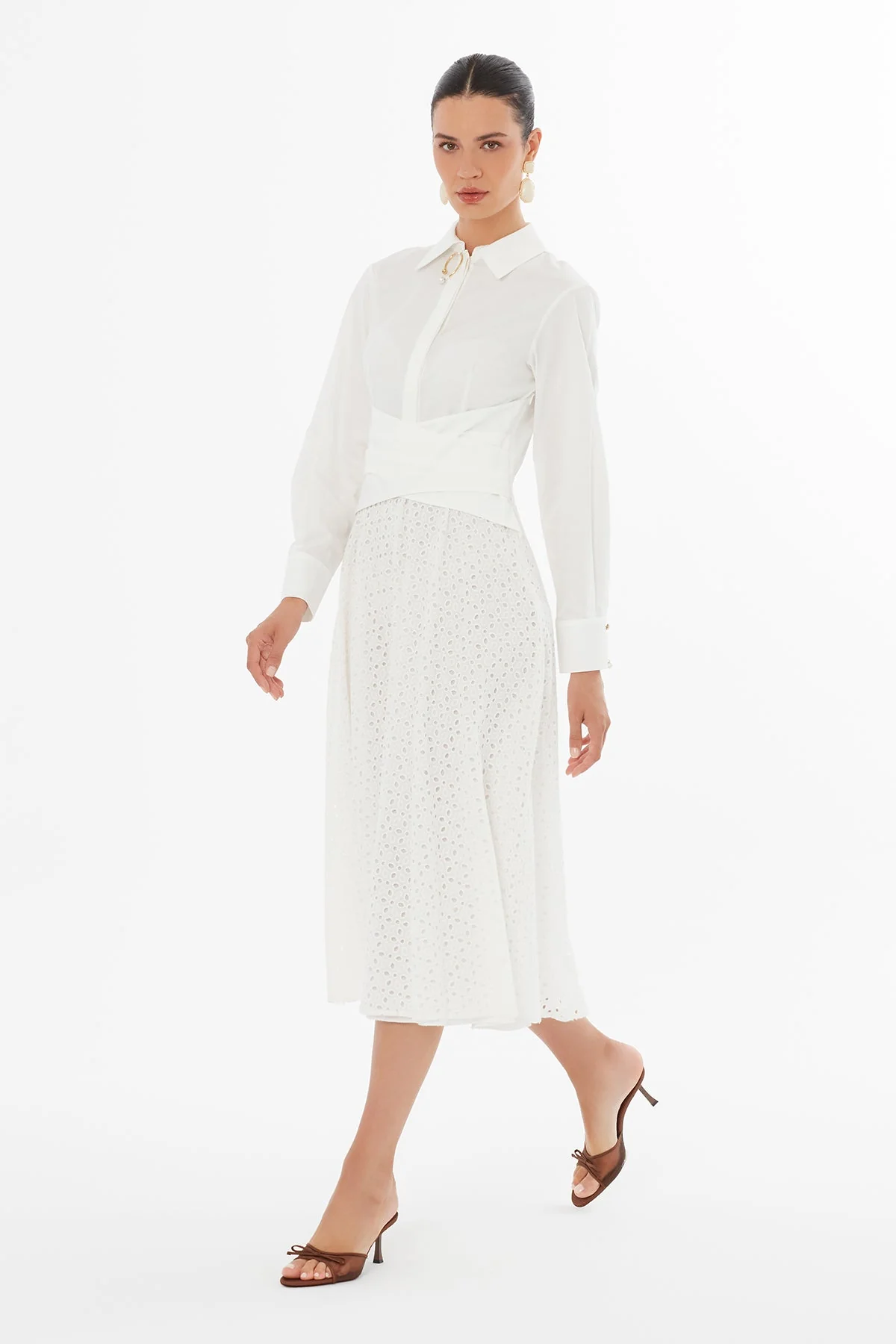 Ecru Collared Maxi Dress - Image 4