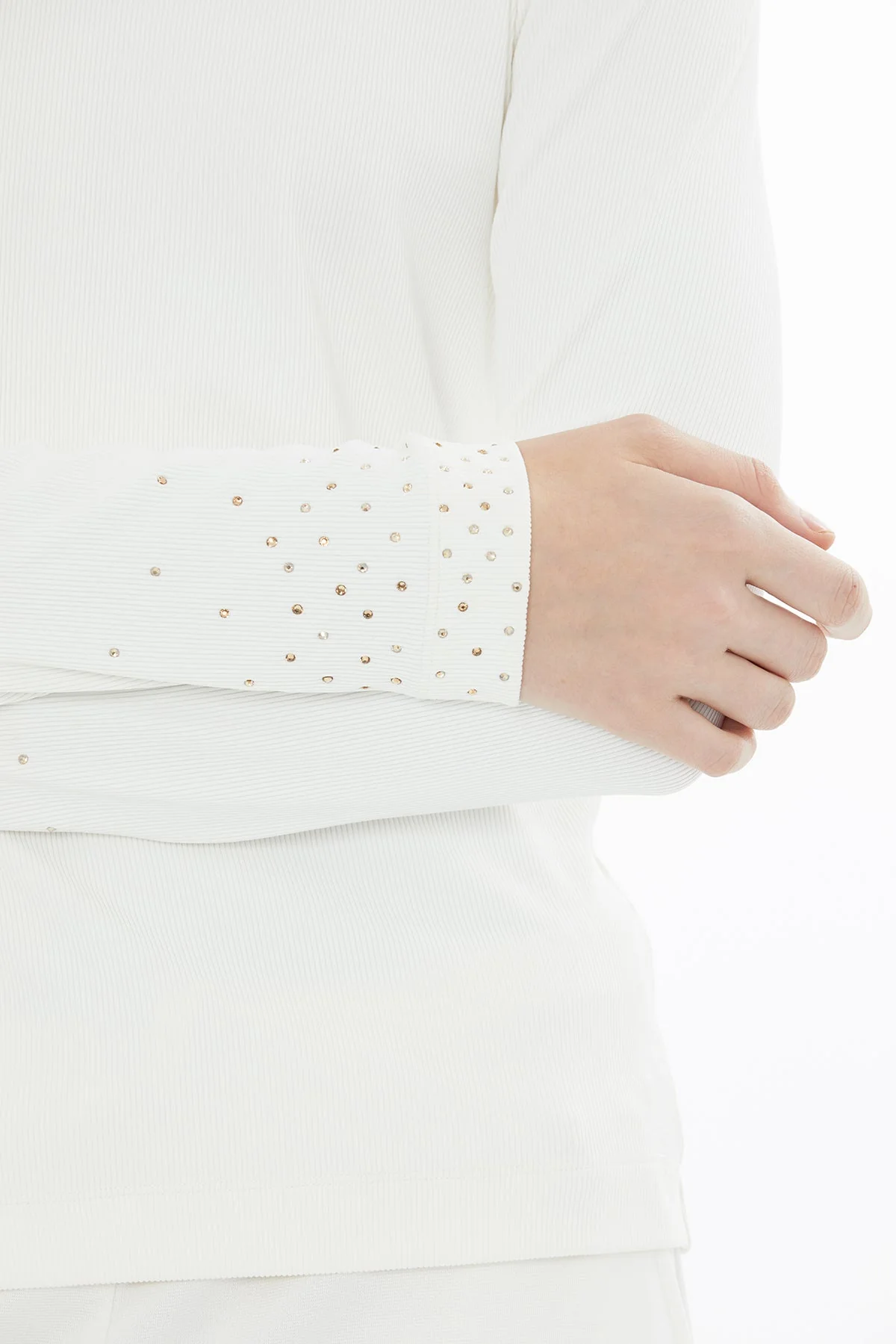 Ecru Crystal Appliqué Detail Blouse - Image 2