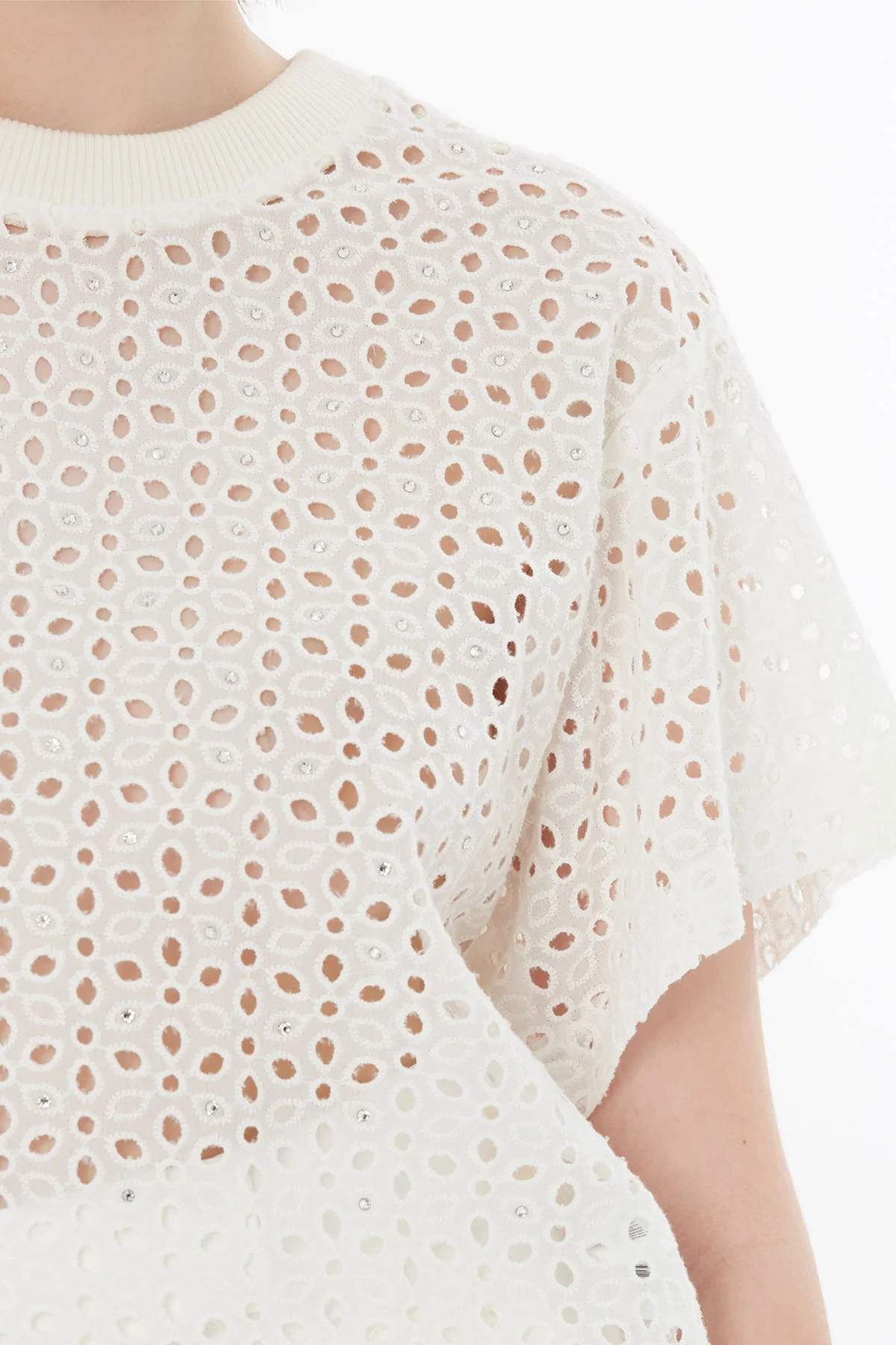 Ecru Crystal Print T-Shirt - Image 3