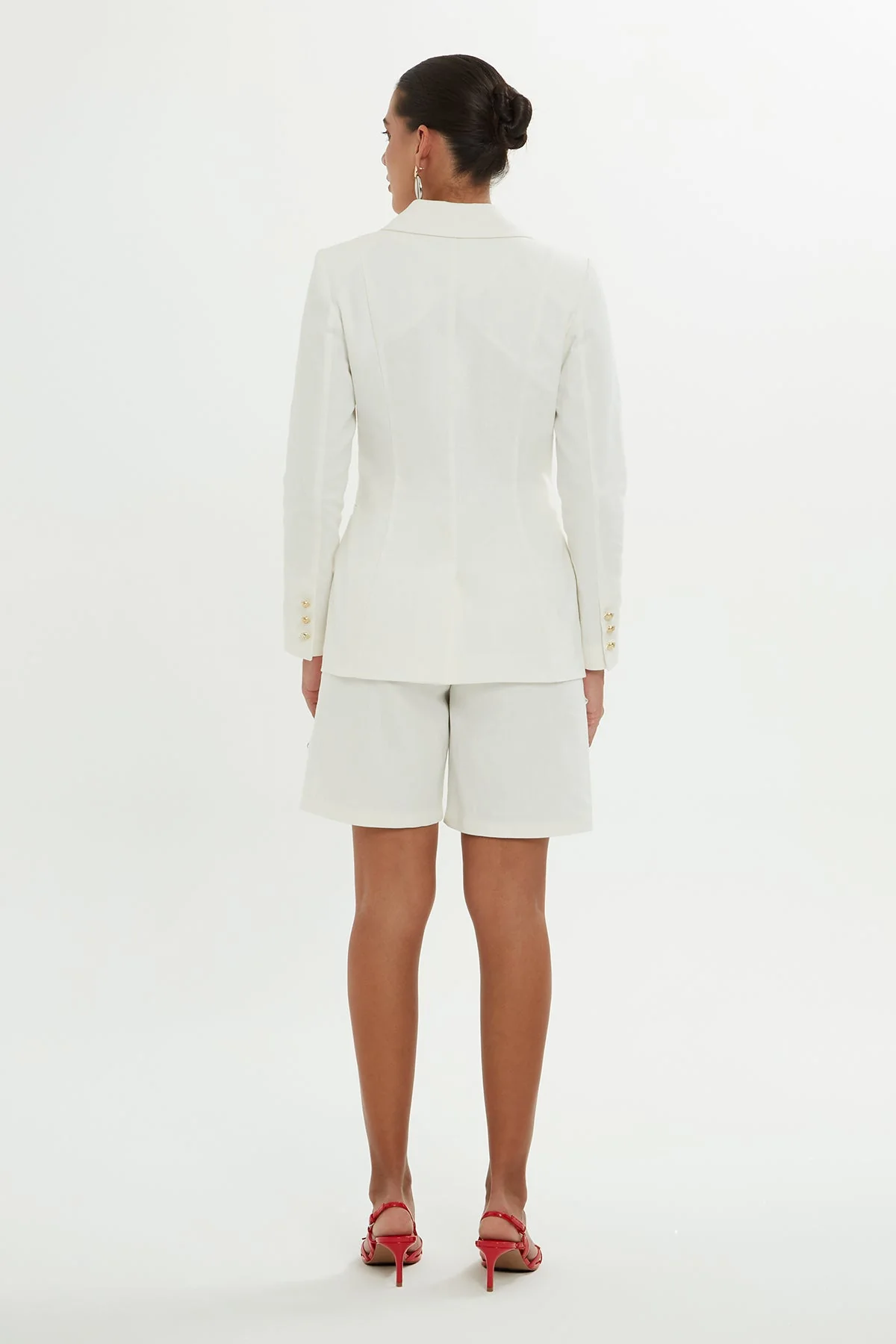 Ecru Double-Breasted Buttoned Jacket - Image 4