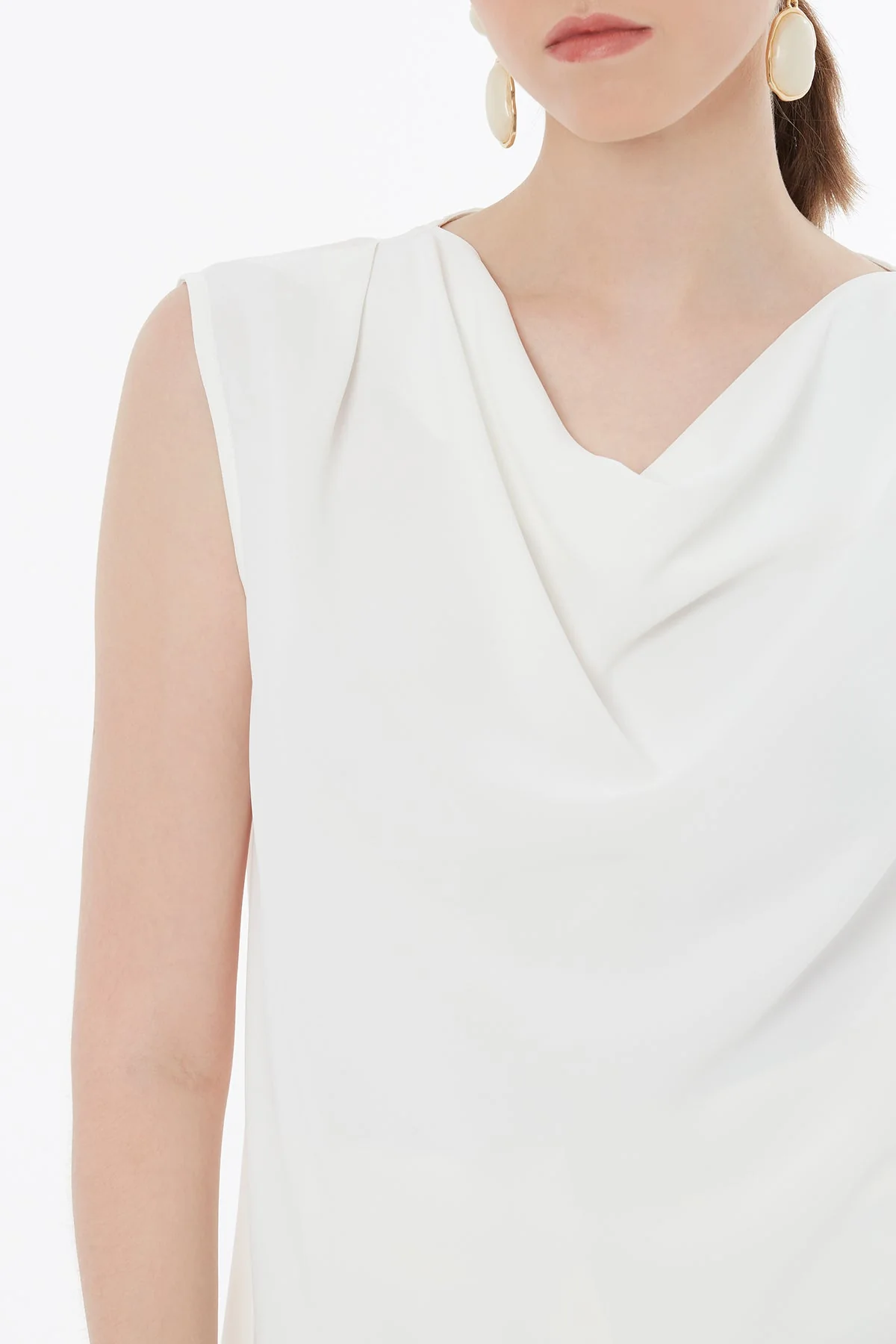 Ecru Draped Neck Blouse - Image 3