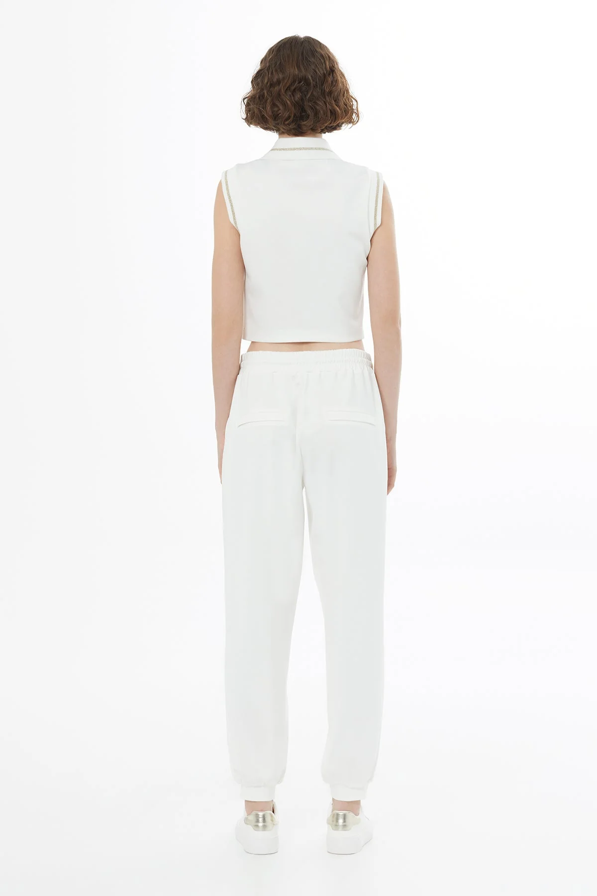 Ecru Drawstring Carrot-Leg Sweatpants - Image 4