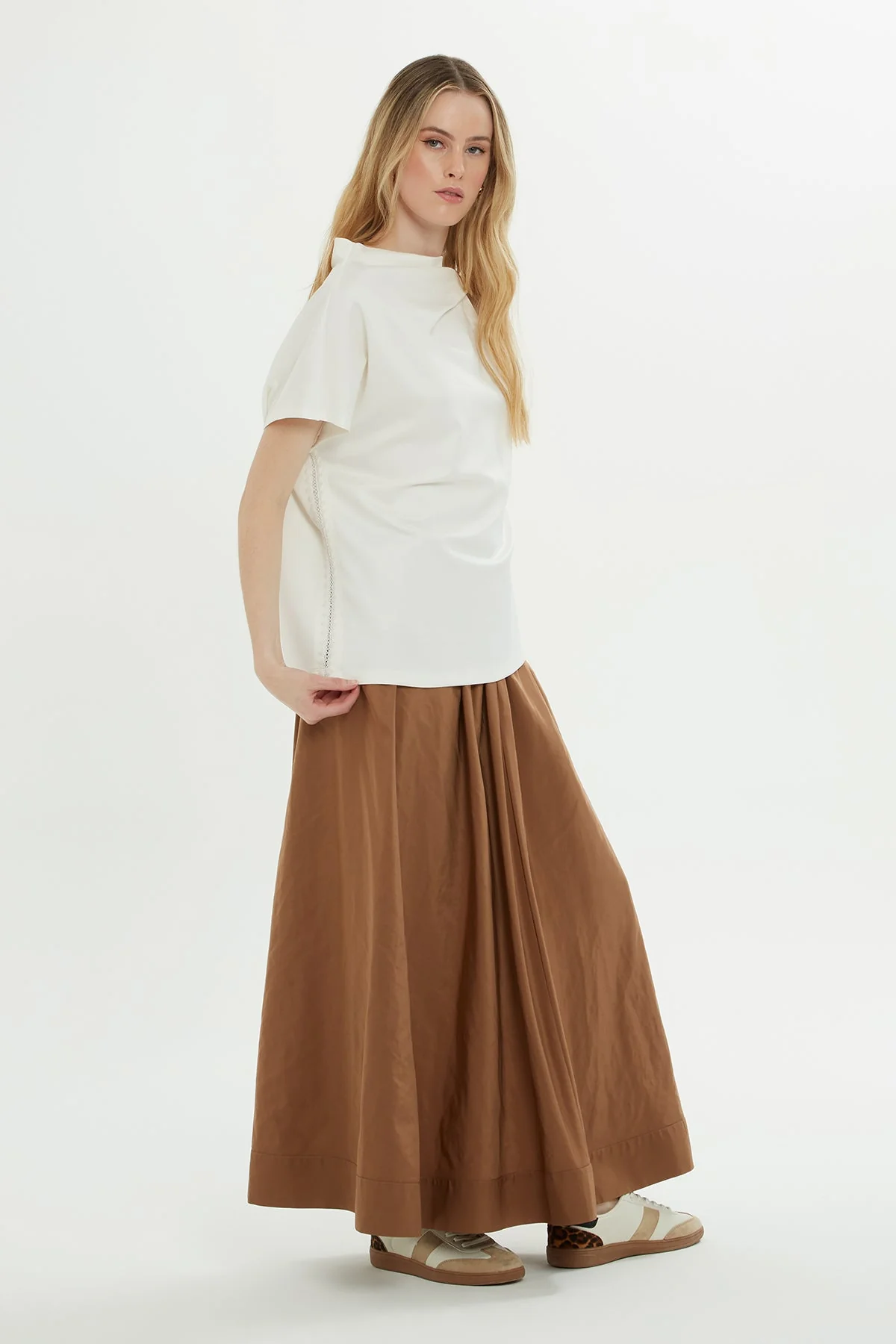 Ecru Dropped Shoulder Blouse - Image 2