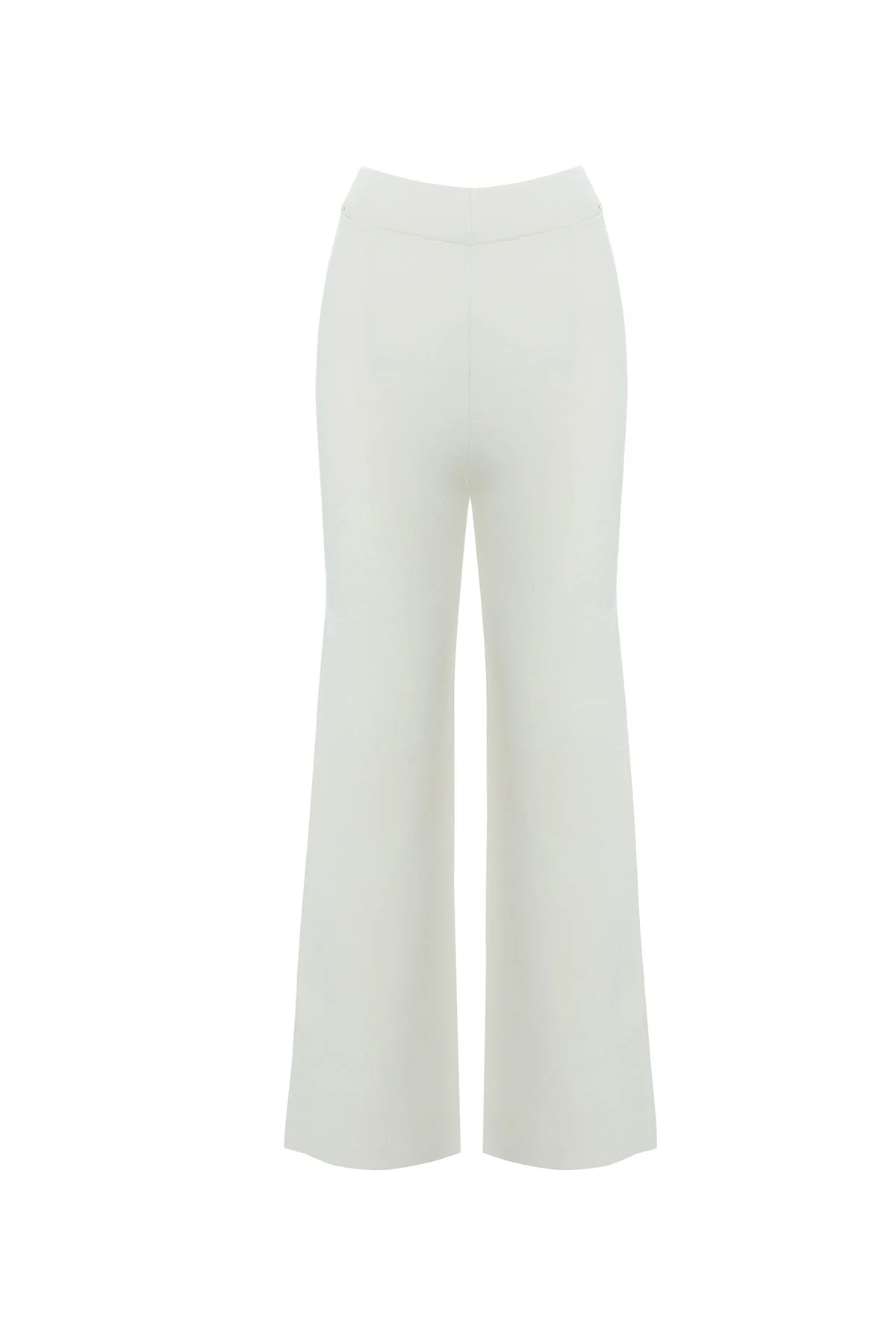 Ecru Elastic Waist Knit Pants - Image 3