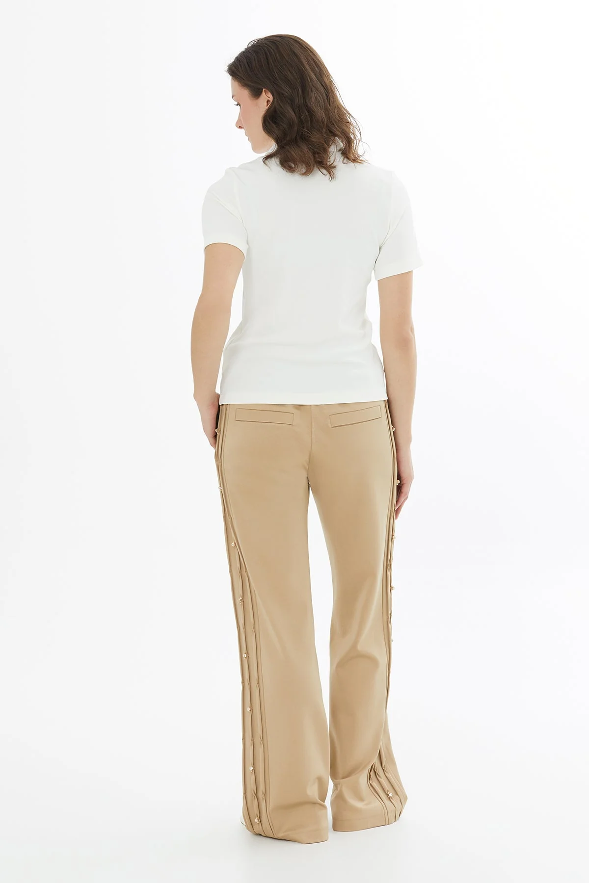 Ecru Embroidered Collar Zip T-Shirt - Image 5