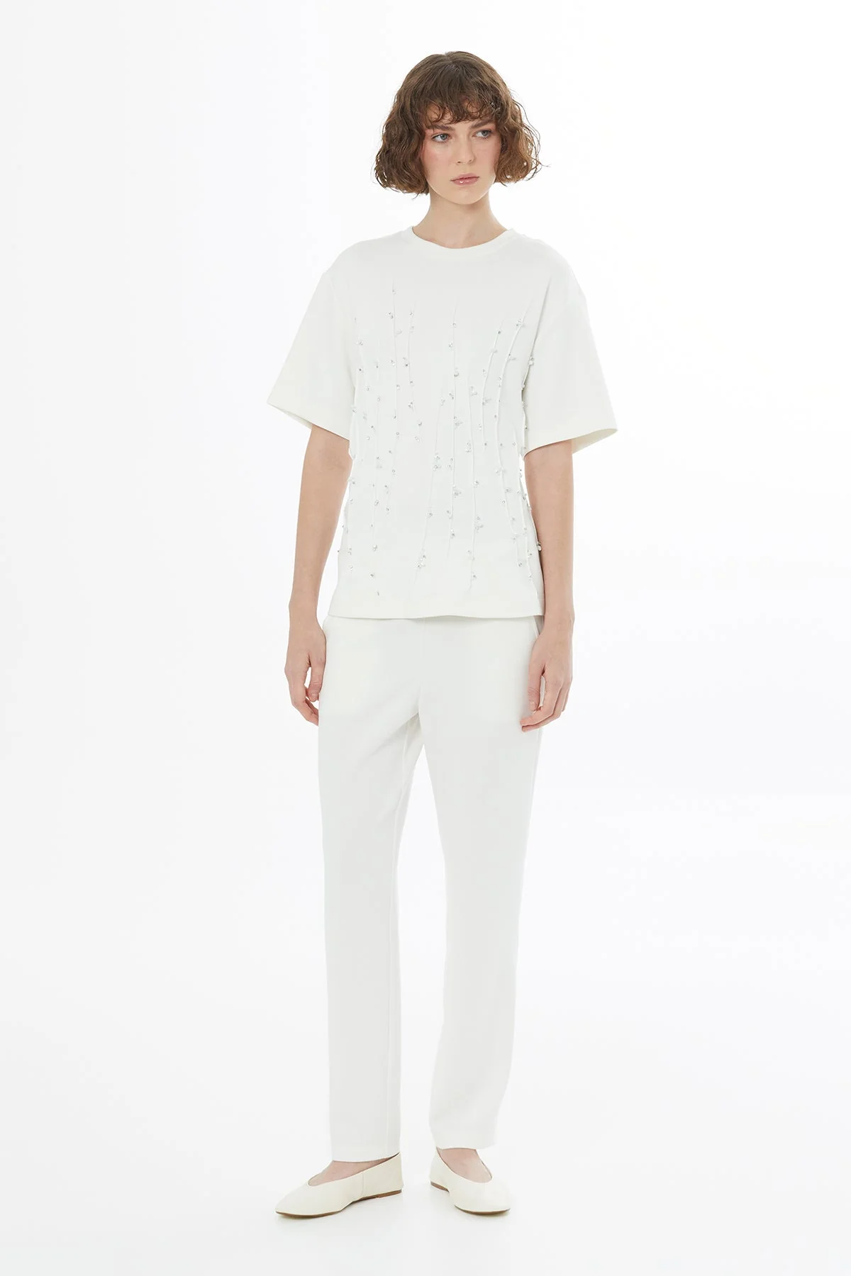 Ecru Embroidered Detail T-Shirt