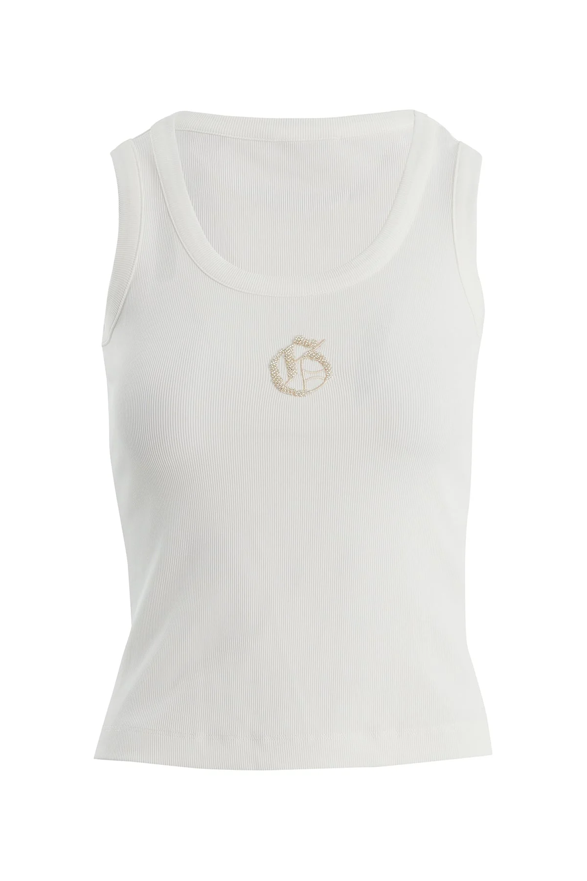 Ecru Embroidered Detail Tank Top