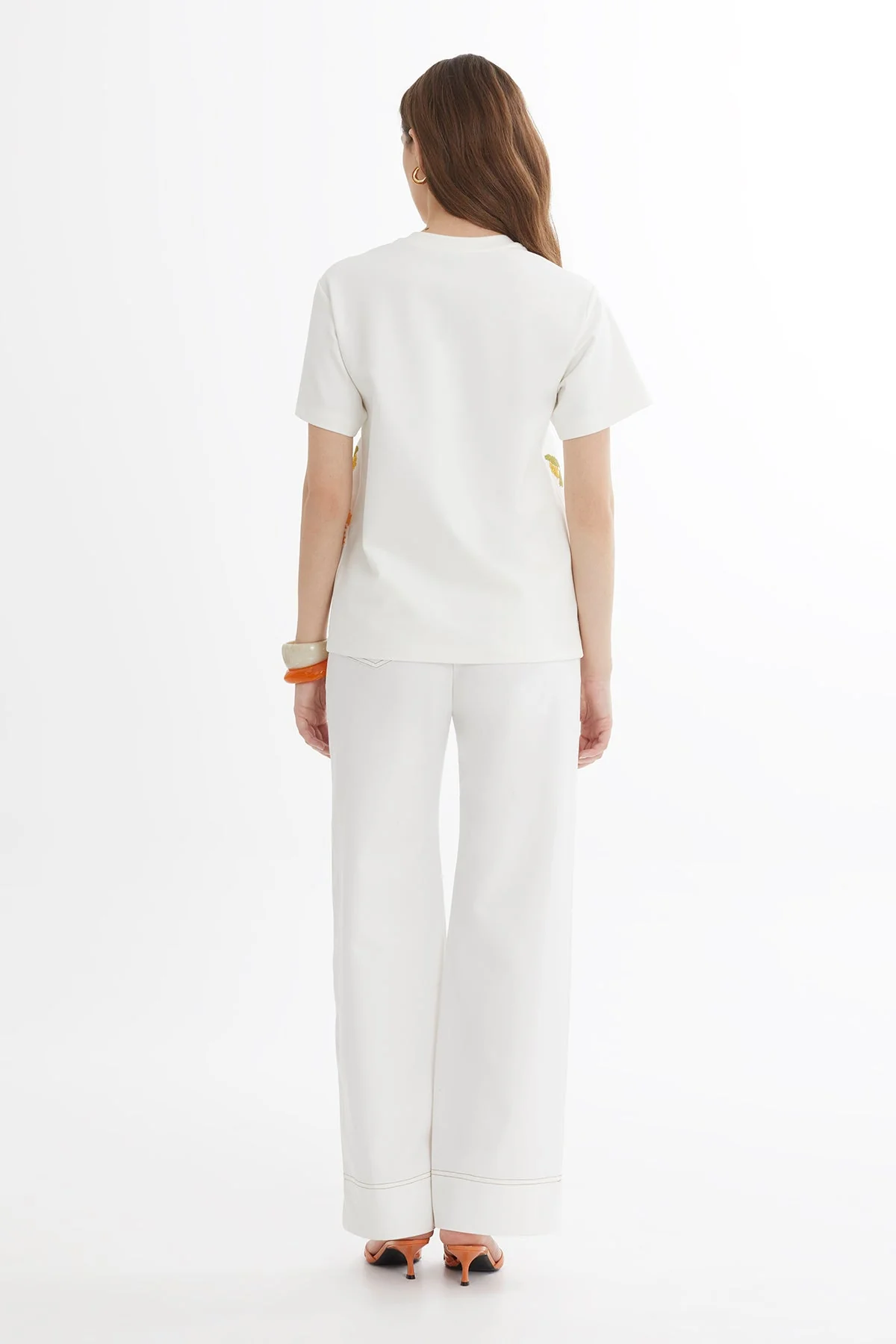 Ecru Embroidered Short-Sleeve T-Shirt - Image 4