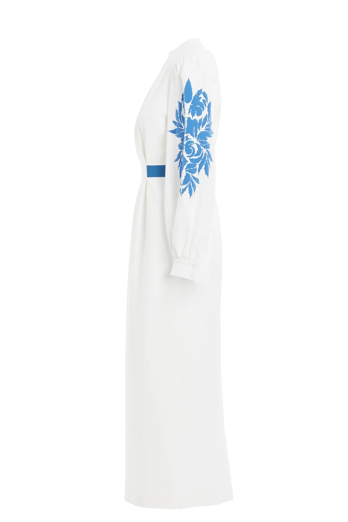 Ecru Embroidered-Sleeve Midi Dress - Image 2