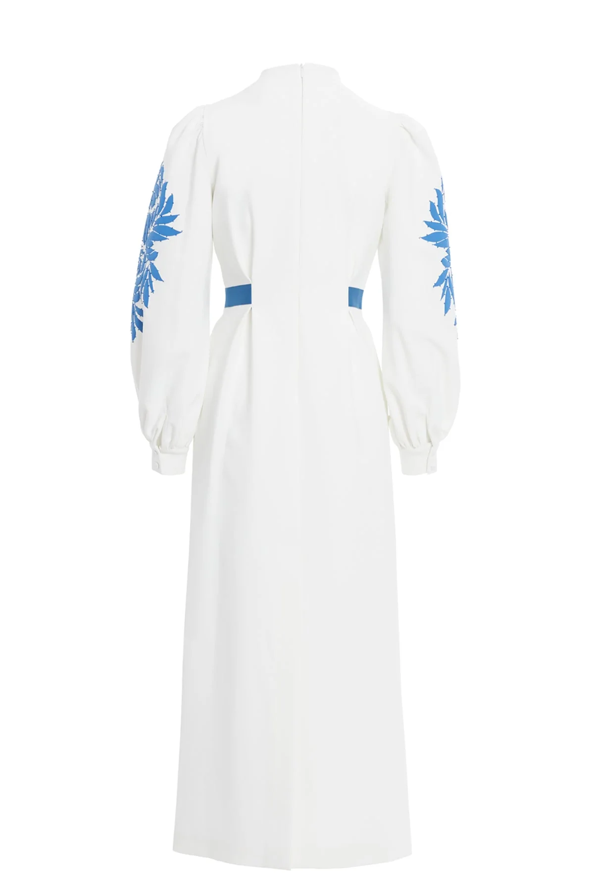 Ecru Embroidered-Sleeve Midi Dress - Image 3