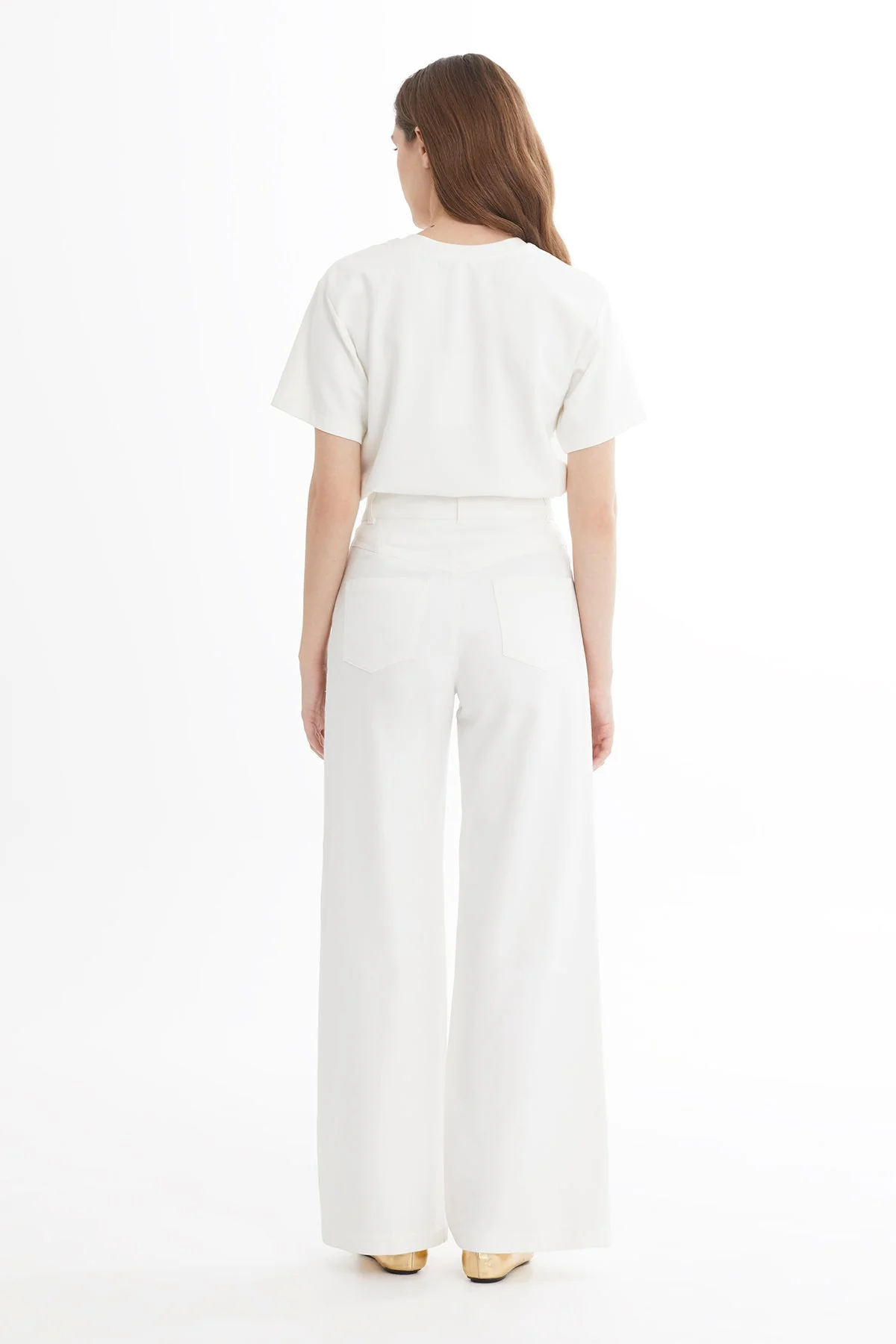 Ecru Embroidered Straight-Leg Trousers - Image 4