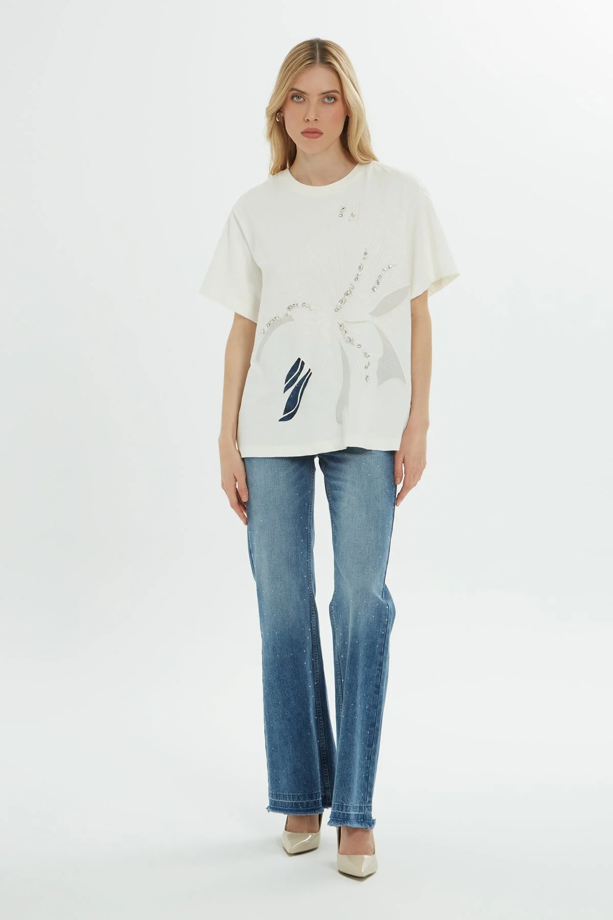 Ecru Embroidered T-Shirt