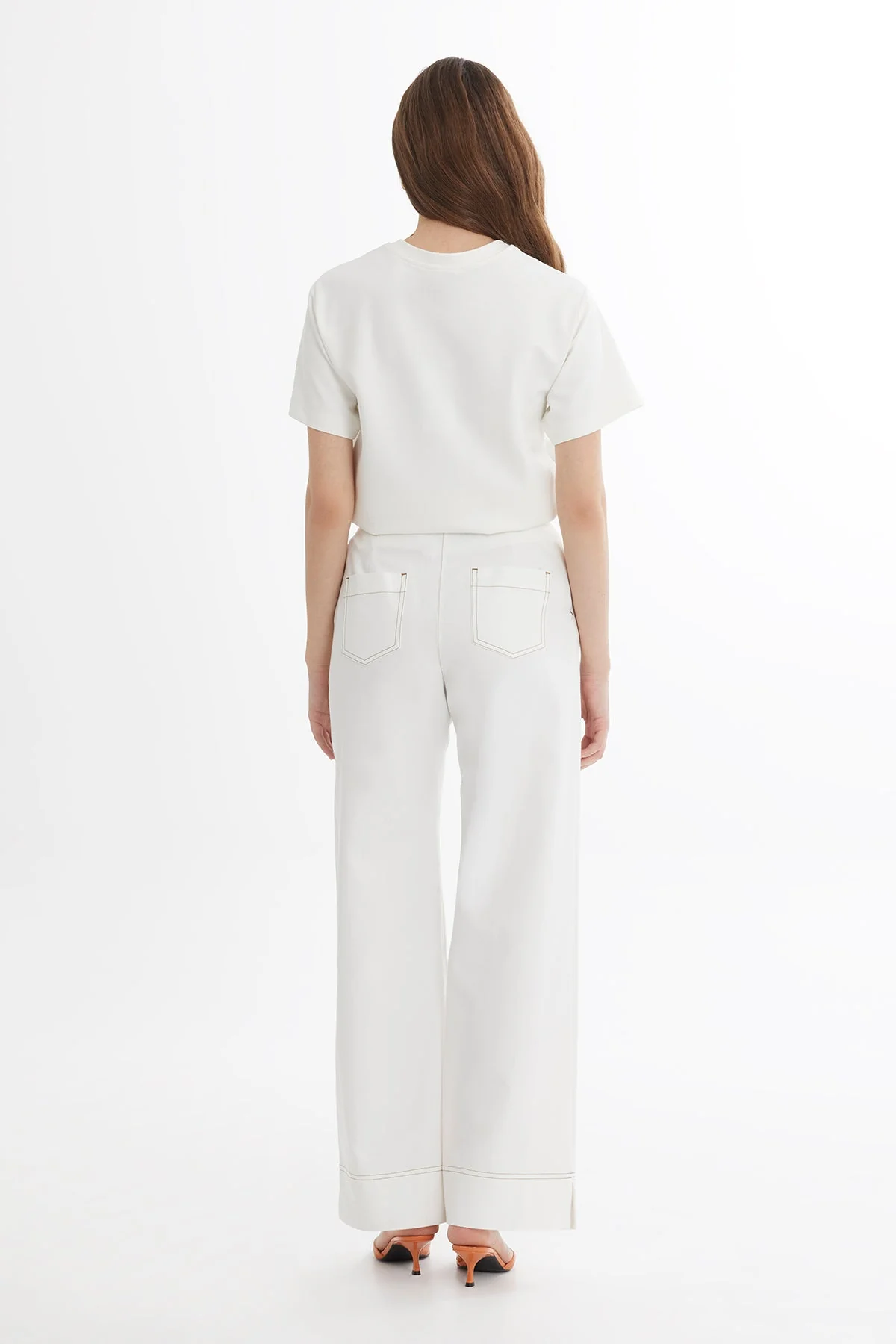 Ecru Gold Accessory Straight-Leg Trousers - Image 4