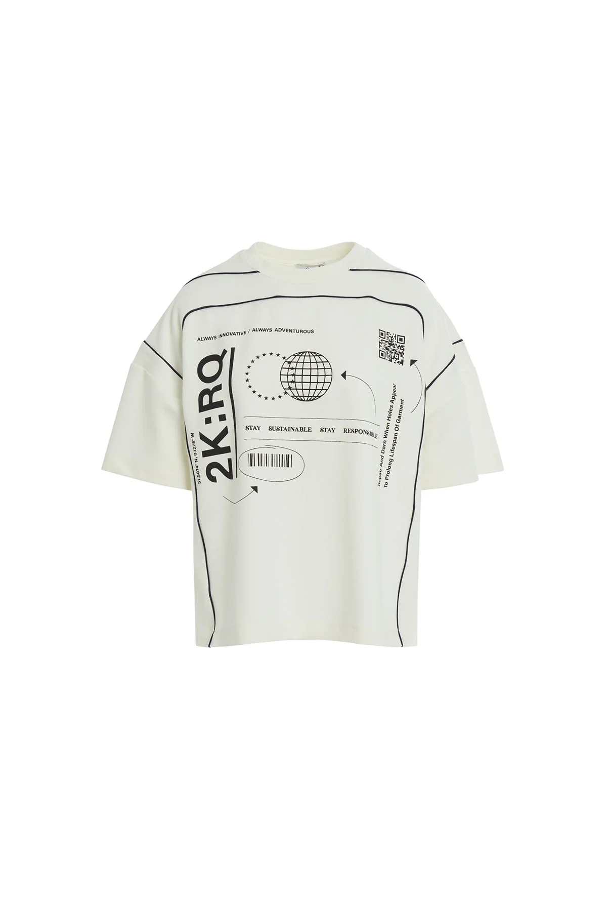 Ecru Graphic Printed T-Shirt - Image 7