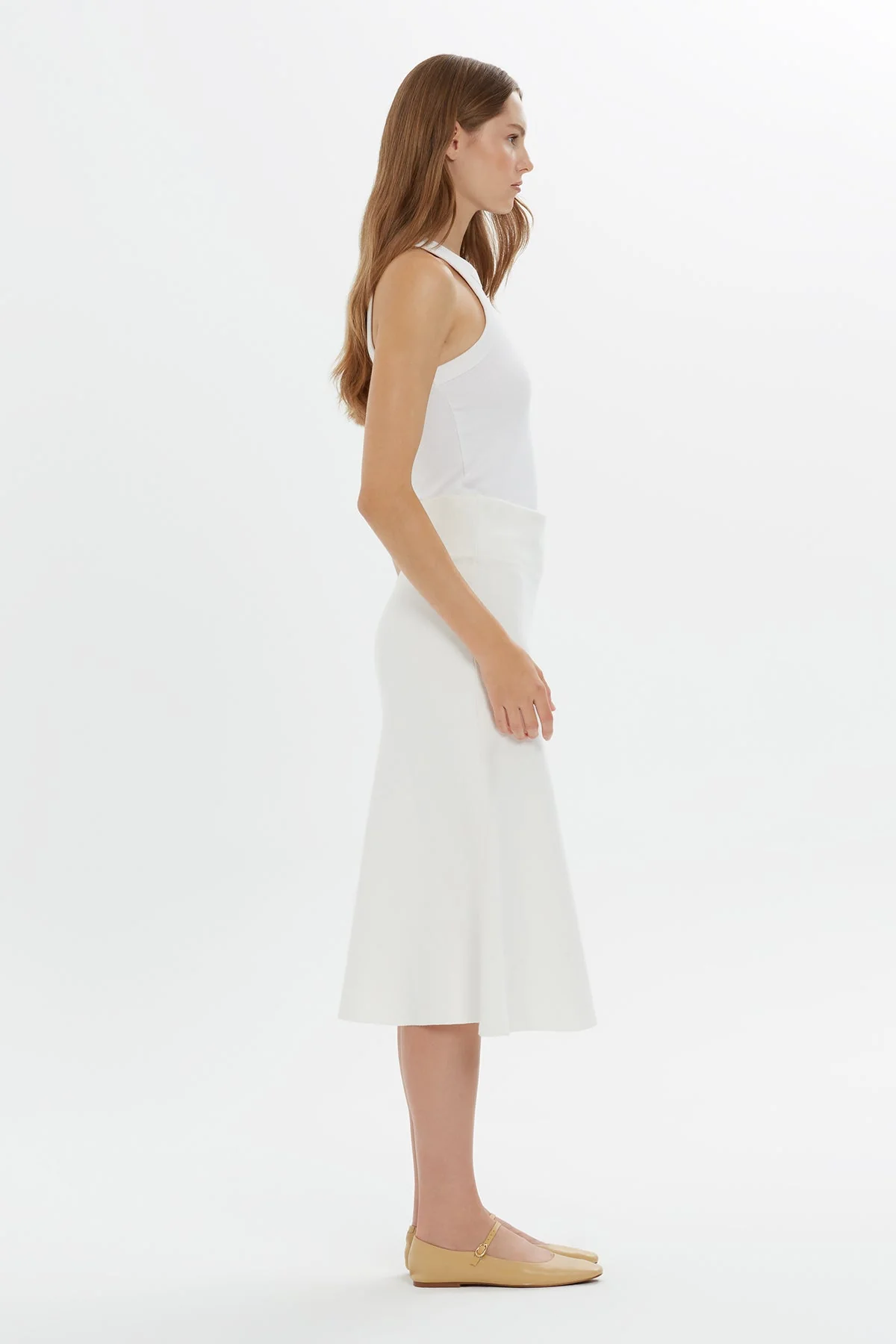 Ecru High-Waist Midi Skirt - Image 3