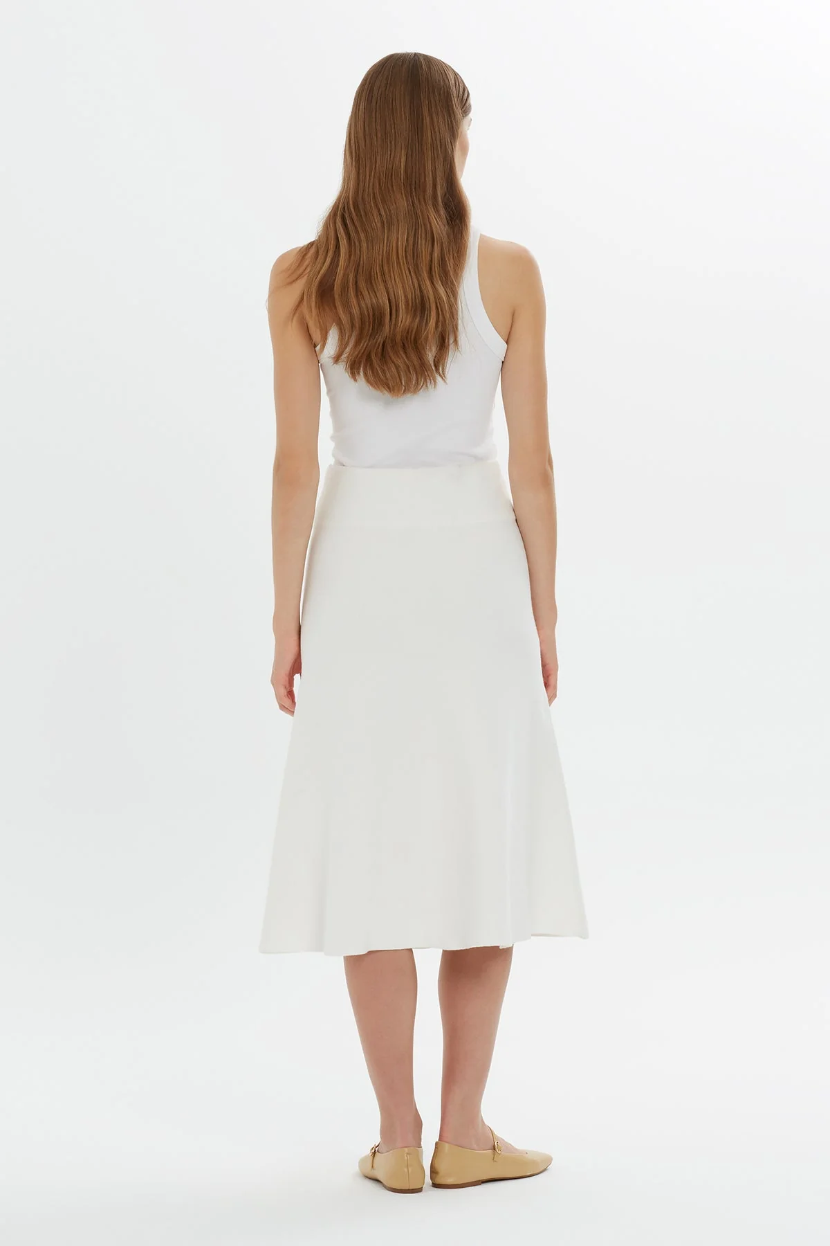 Ecru High-Waist Midi Skirt - Image 4