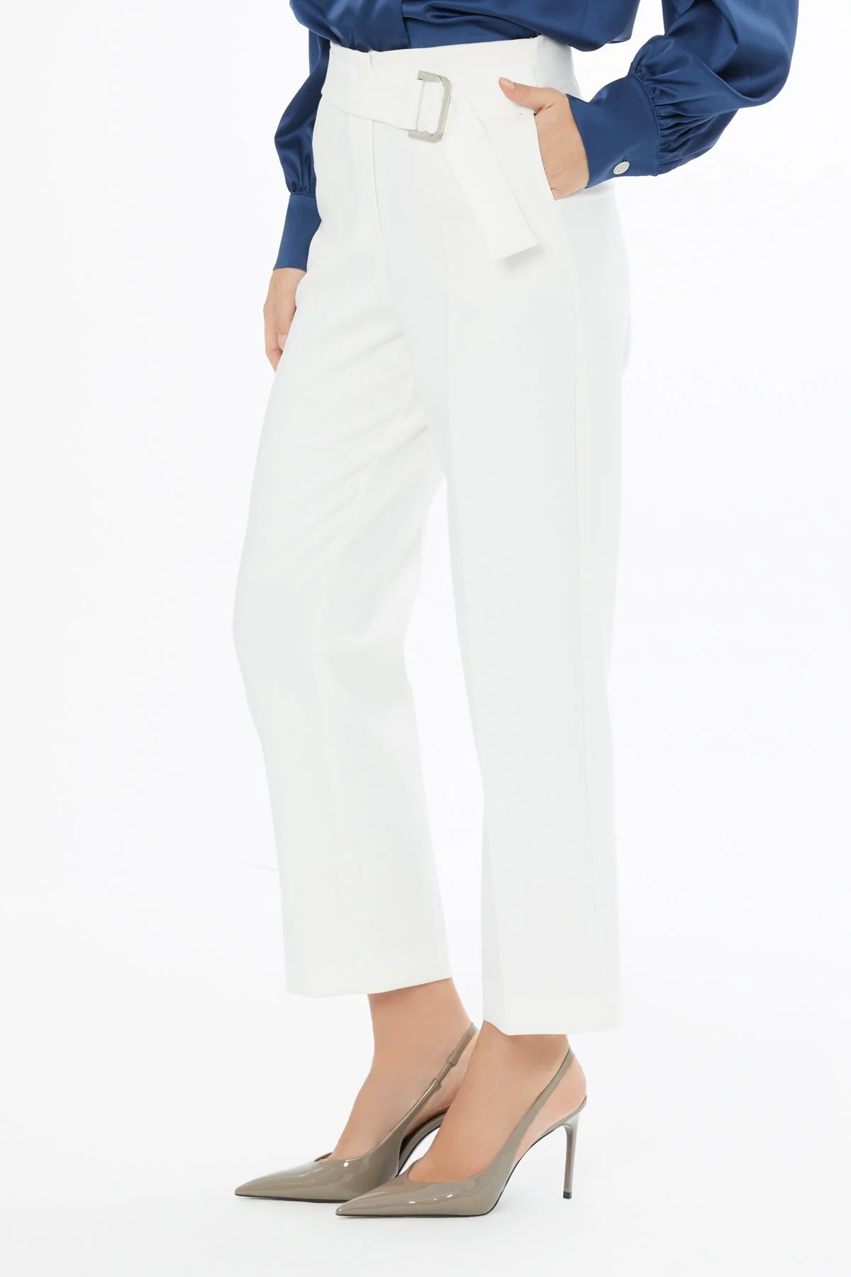 Ecru High-Waist Pants - Image 3