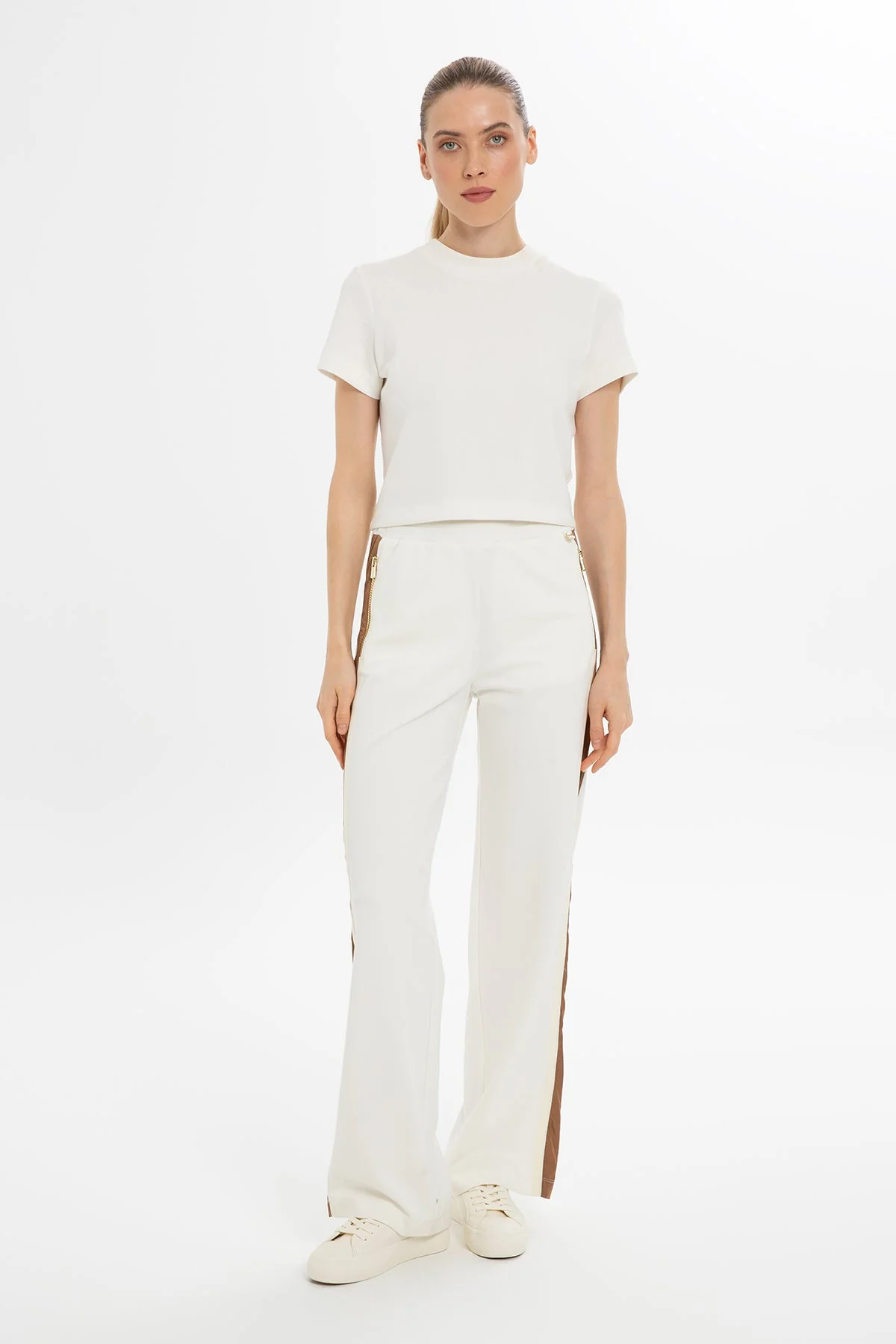 Ecru High-Waist Sweatpants