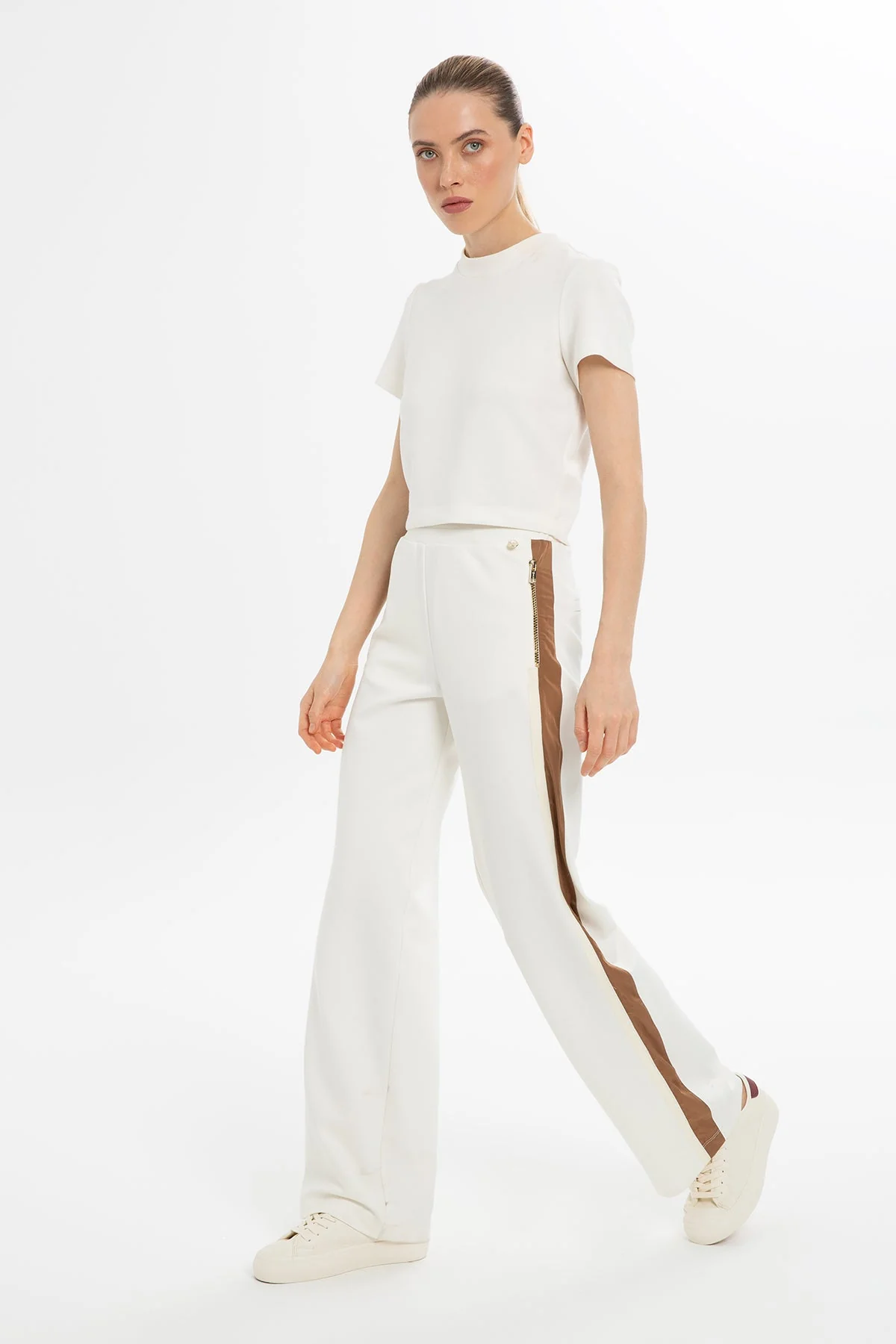 Ecru High-Waist Sweatpants - Image 2