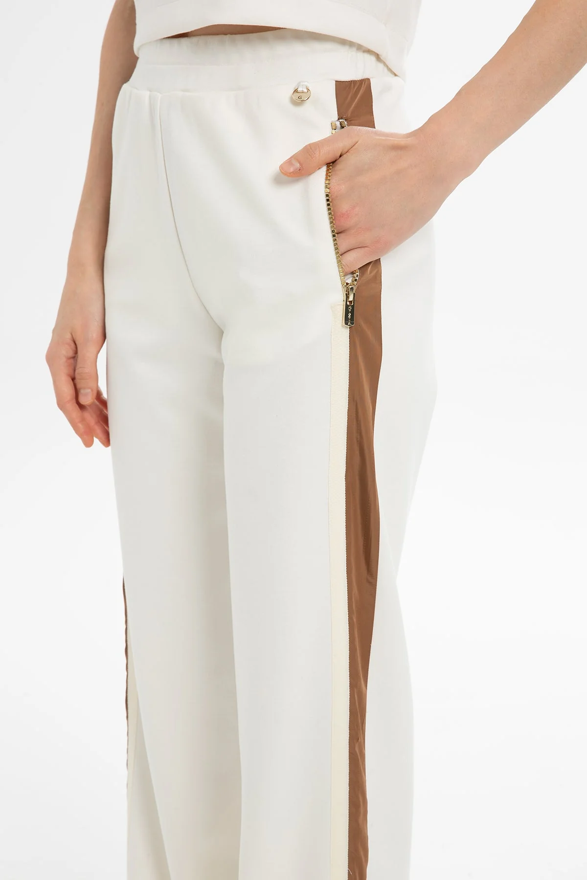 Ecru High-Waist Sweatpants - Image 3