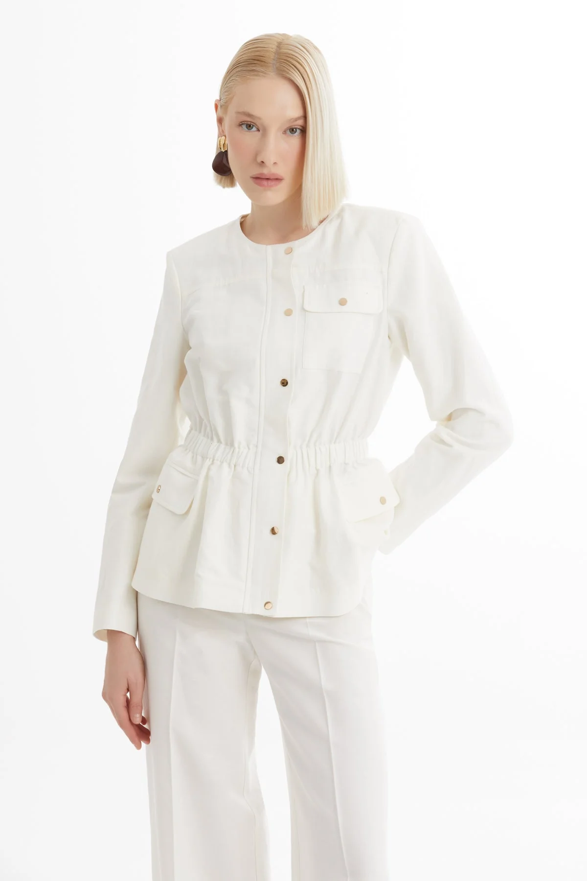 Ecru Jacket and Straight-Leg Pants Set - Image 2