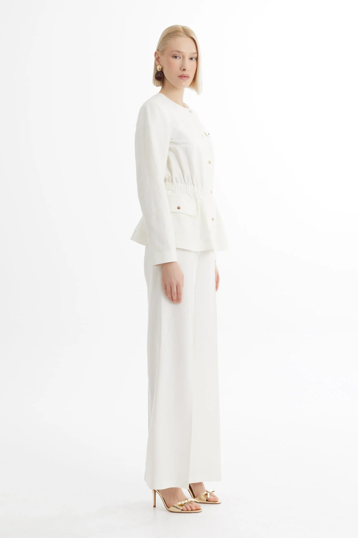 Ecru Jacket and Straight-Leg Pants Set - Image 3