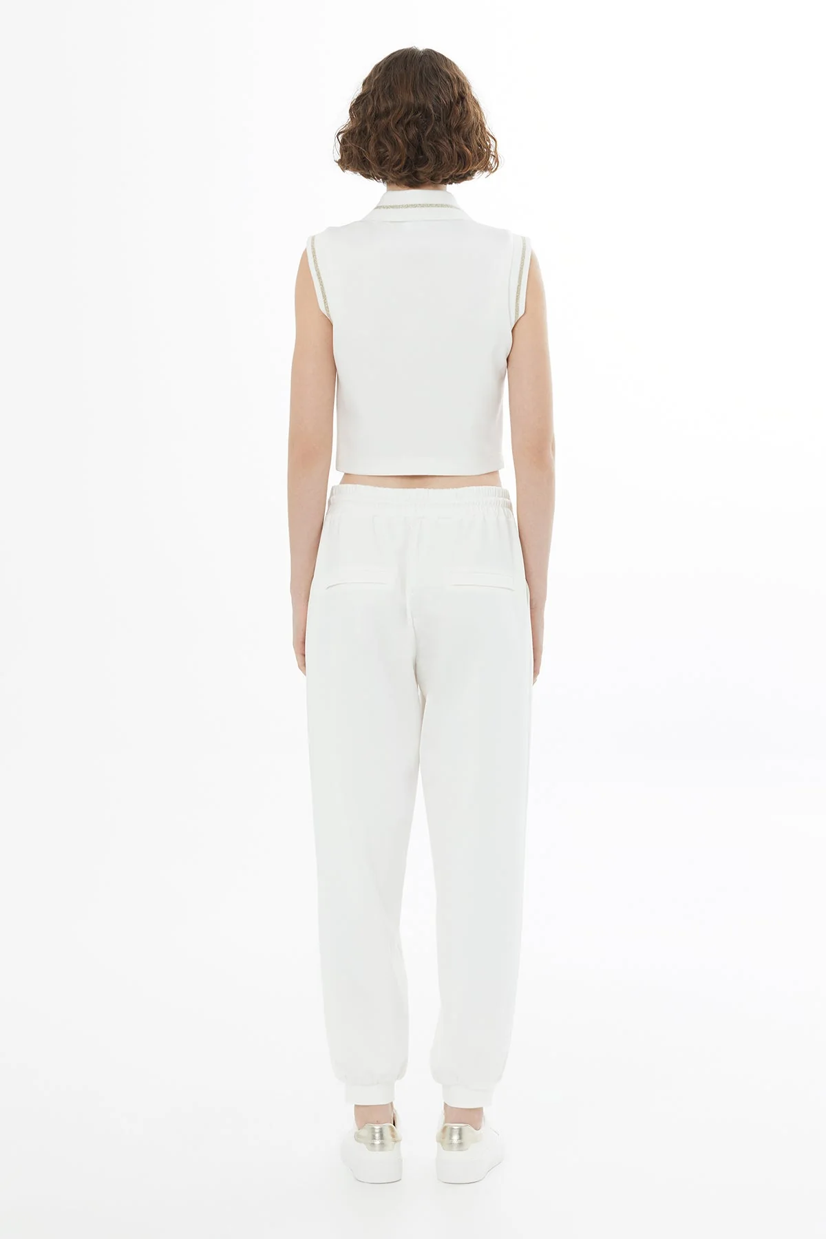Ecru Knitted Detail Zip T-Shirt - Image 4