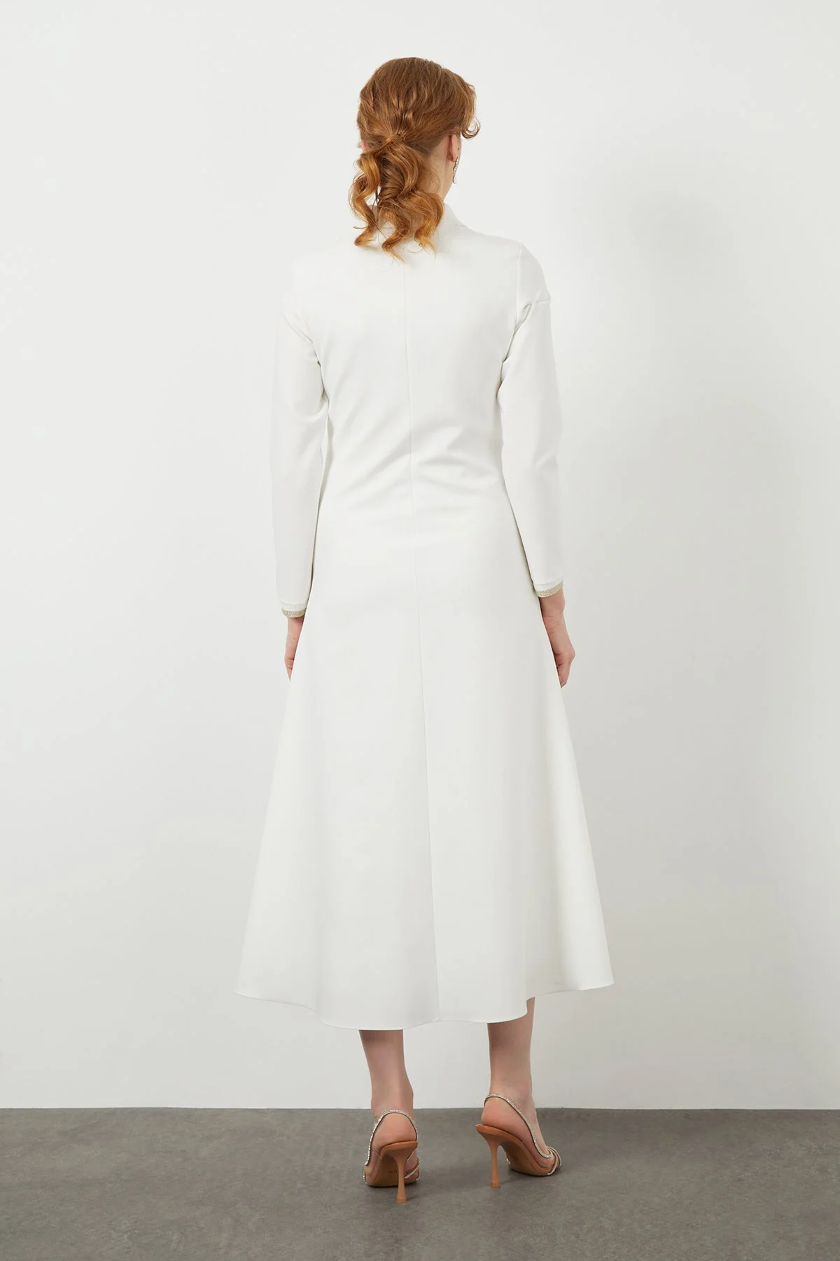 Ecru Long-Sleeve Midi Dress - Image 3