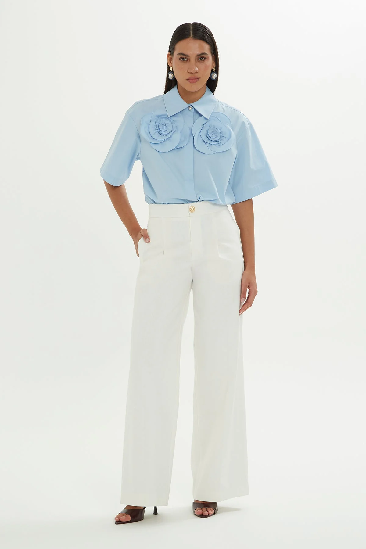 Ecru Loose-Fit Trousers