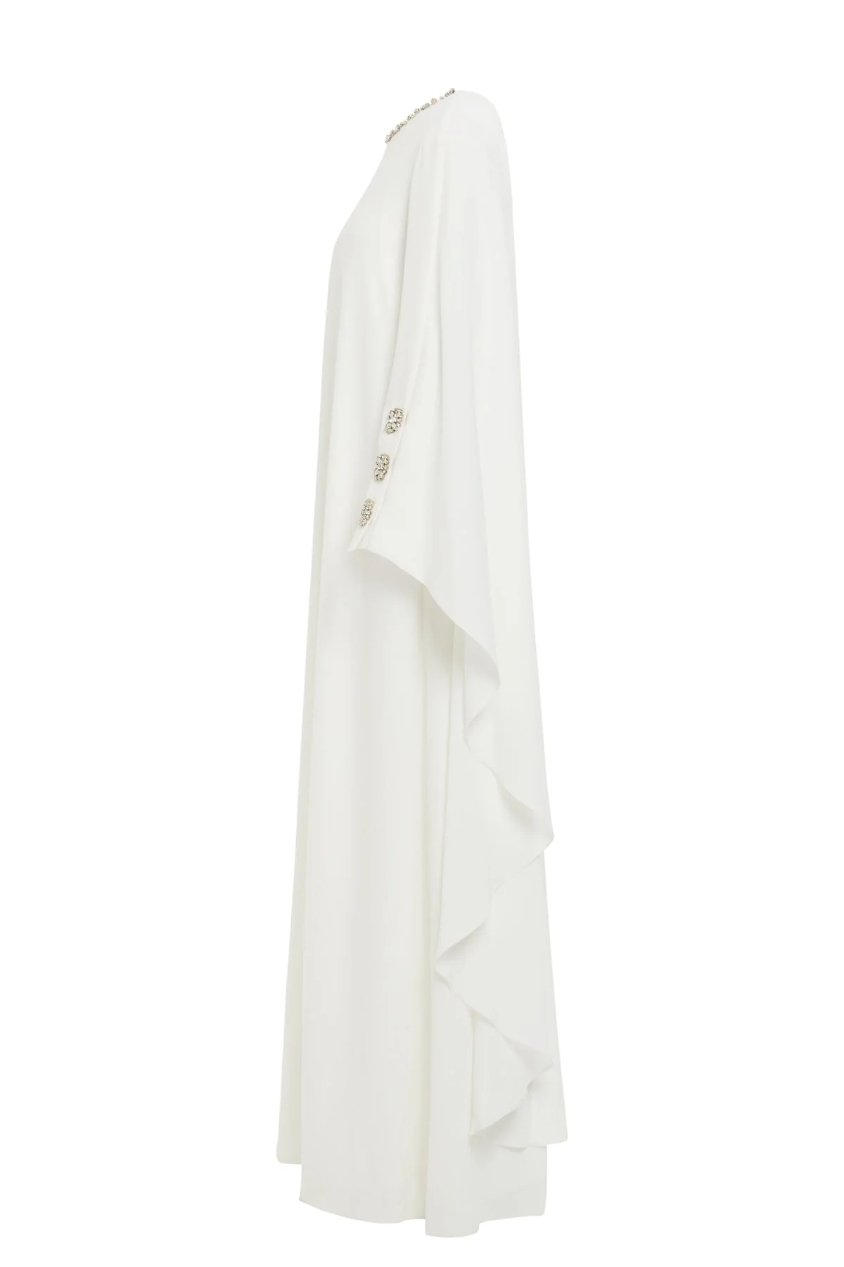 Ecru Maxi Dress with Embellished Cape - Image 3