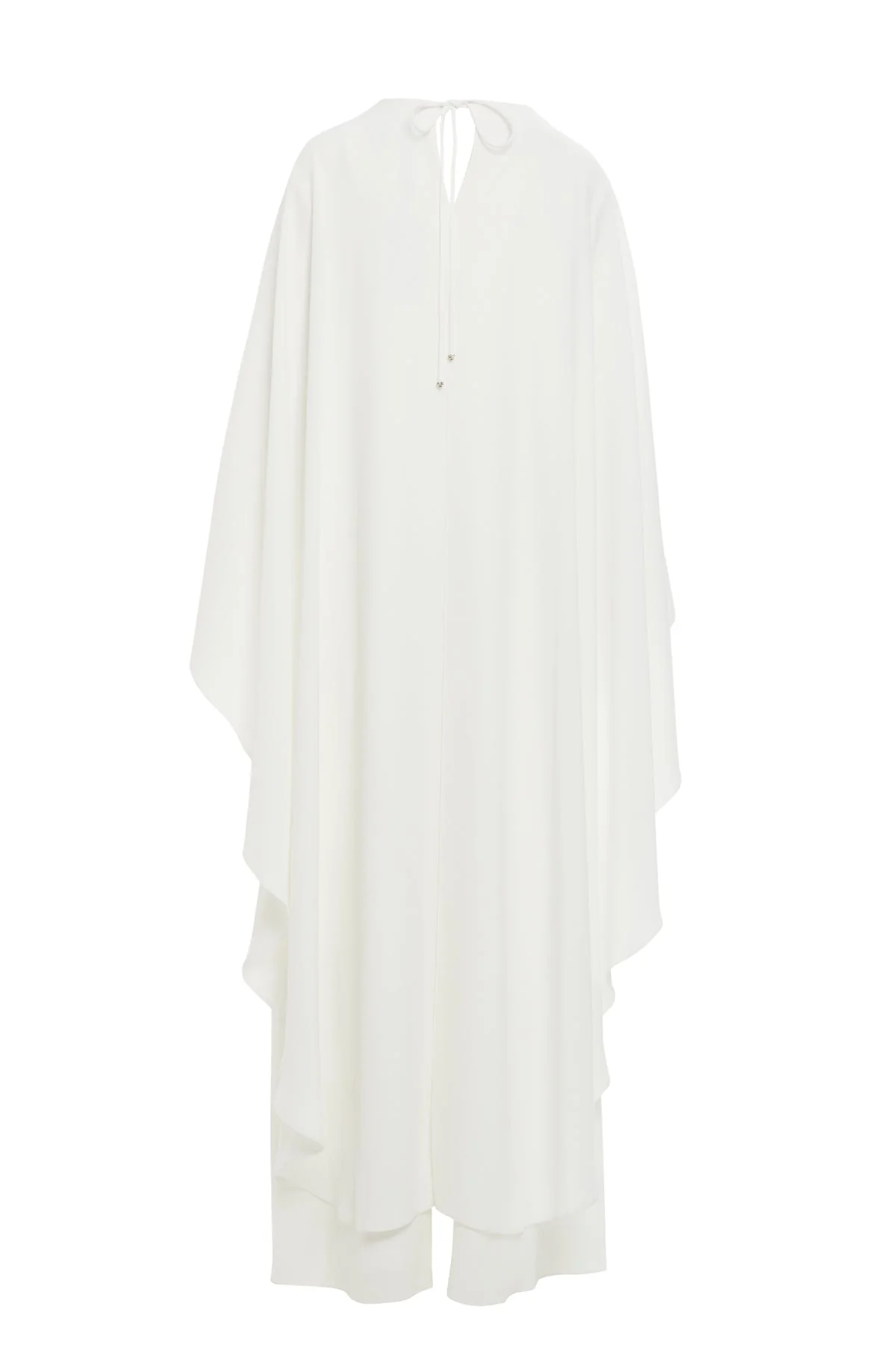 Ecru Maxi Dress with Embellished Cape - Image 4
