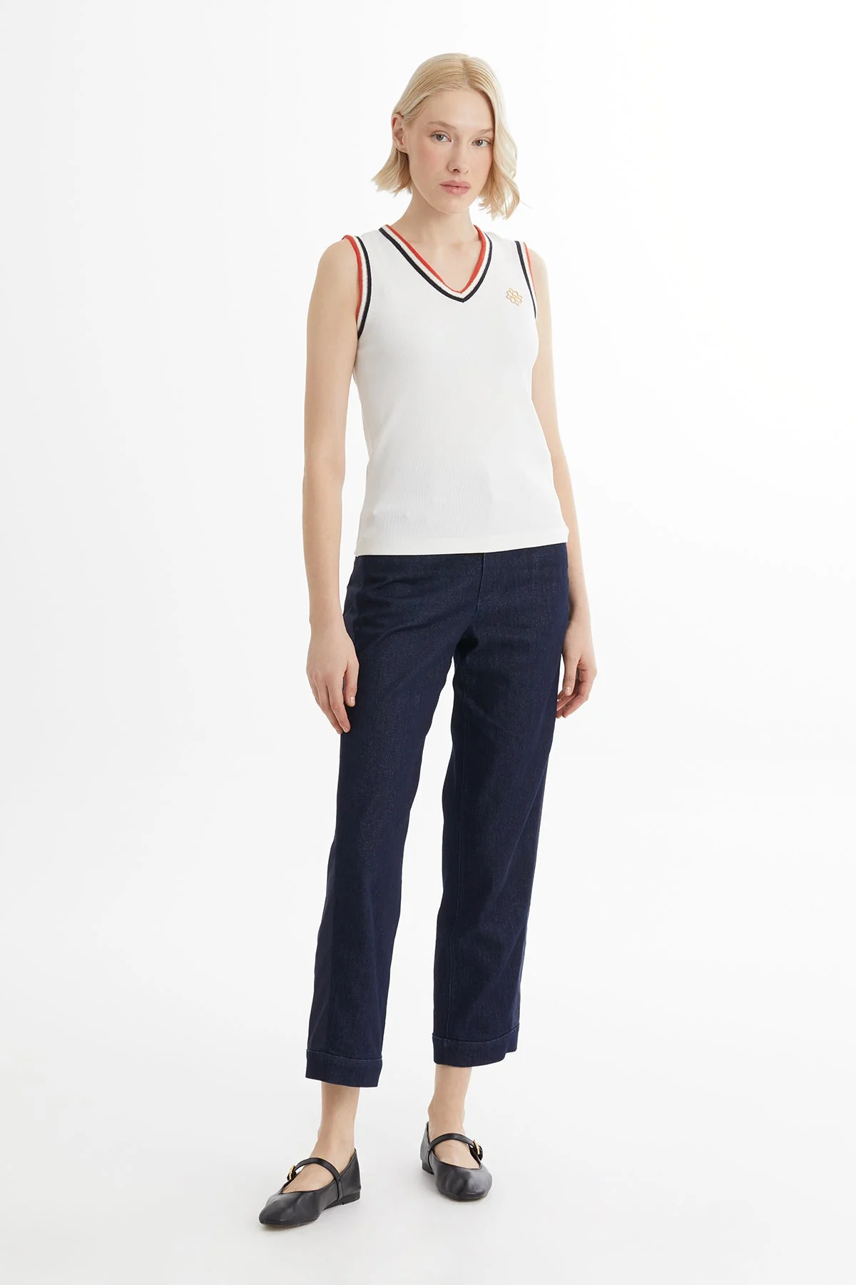 Ecru Metal Accent Detail Blouse