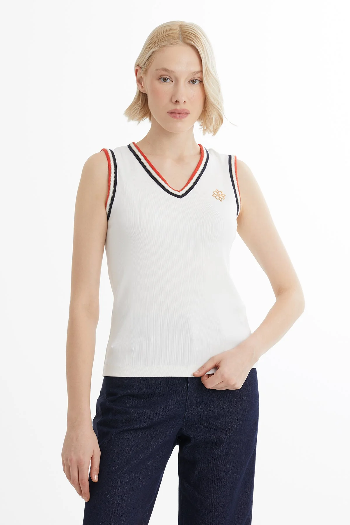 Ecru Metal Accent Detail Blouse - Image 2