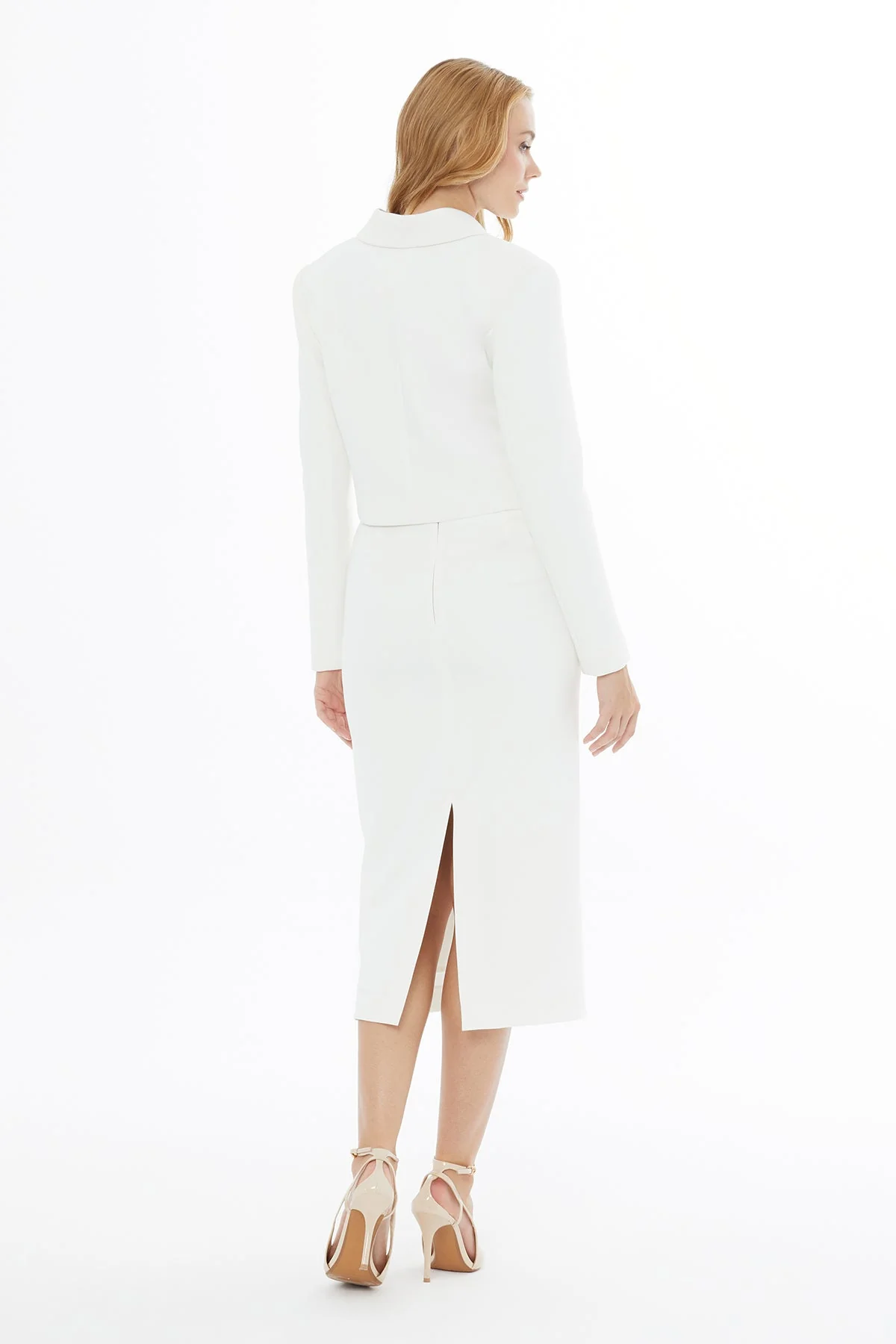 Ecru Midi Skirt with Bead Detail - Image 4