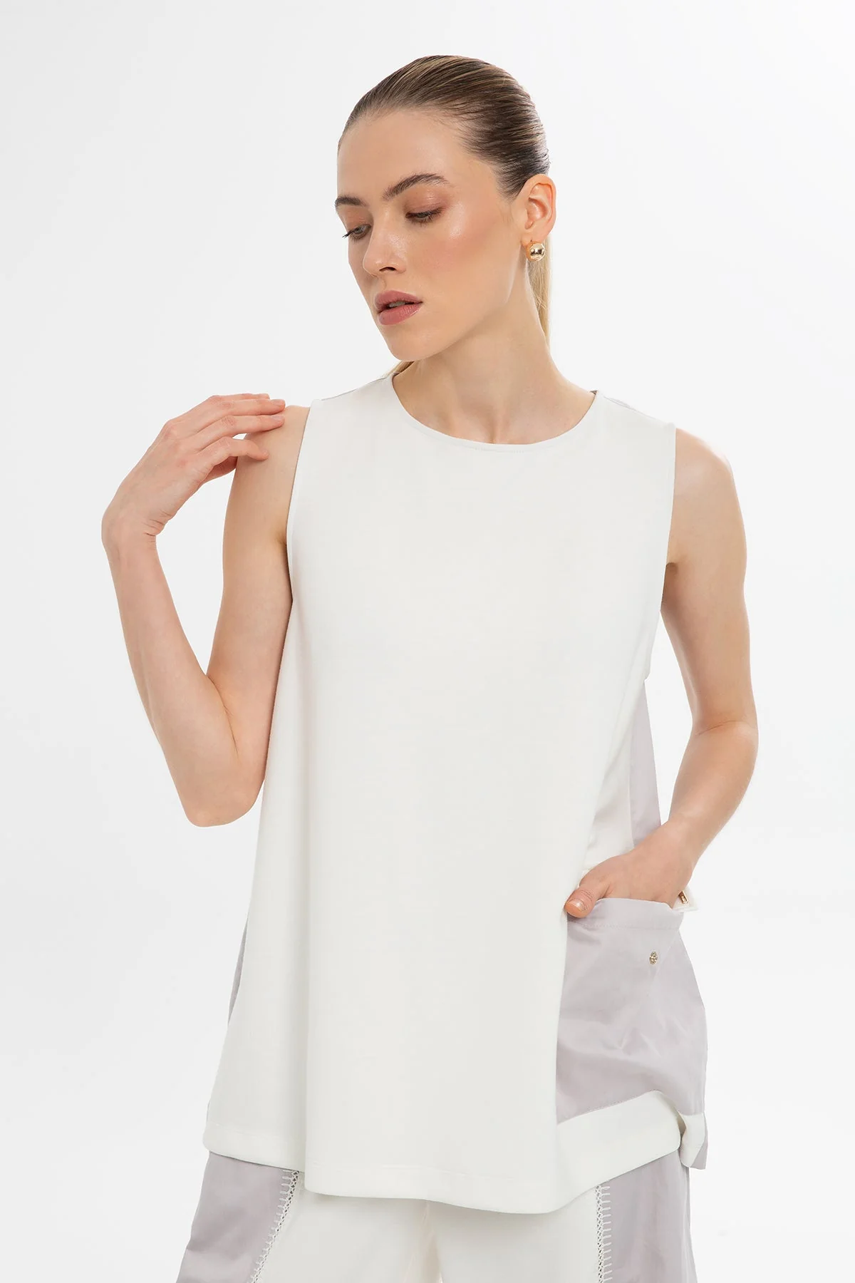Ecru Open-Back Accent Blouse - Image 3