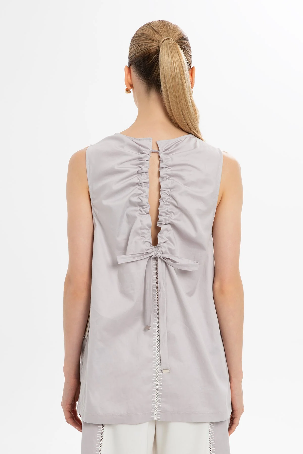 Ecru Open-Back Accent Blouse - Image 5