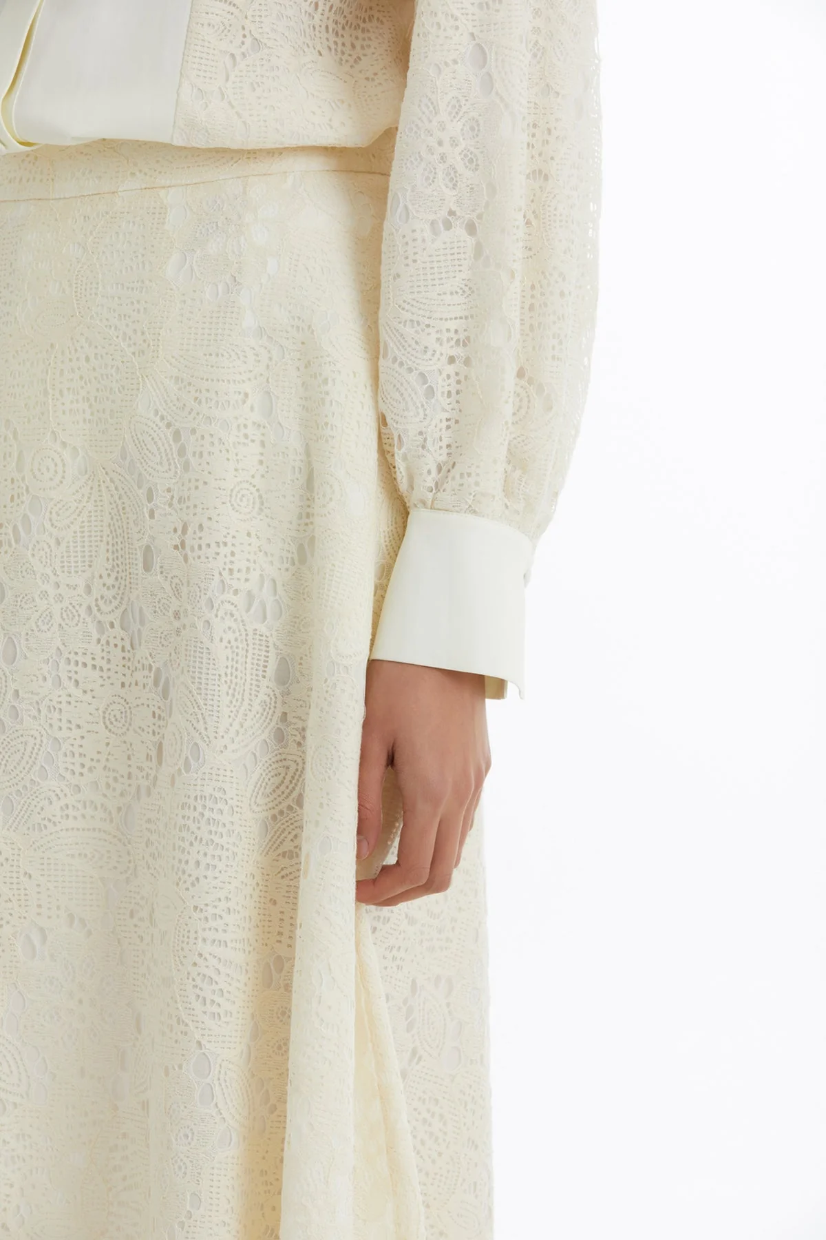 Ecru Patterned Ruffle Skirt - Image 3