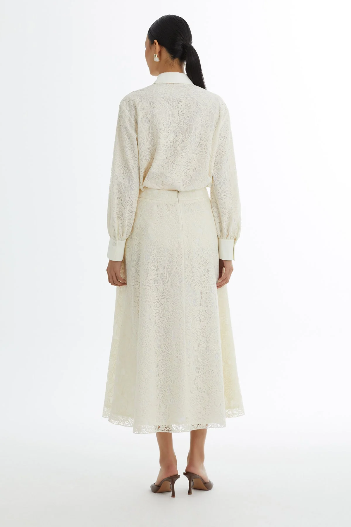 Ecru Patterned Ruffle Skirt - Image 5