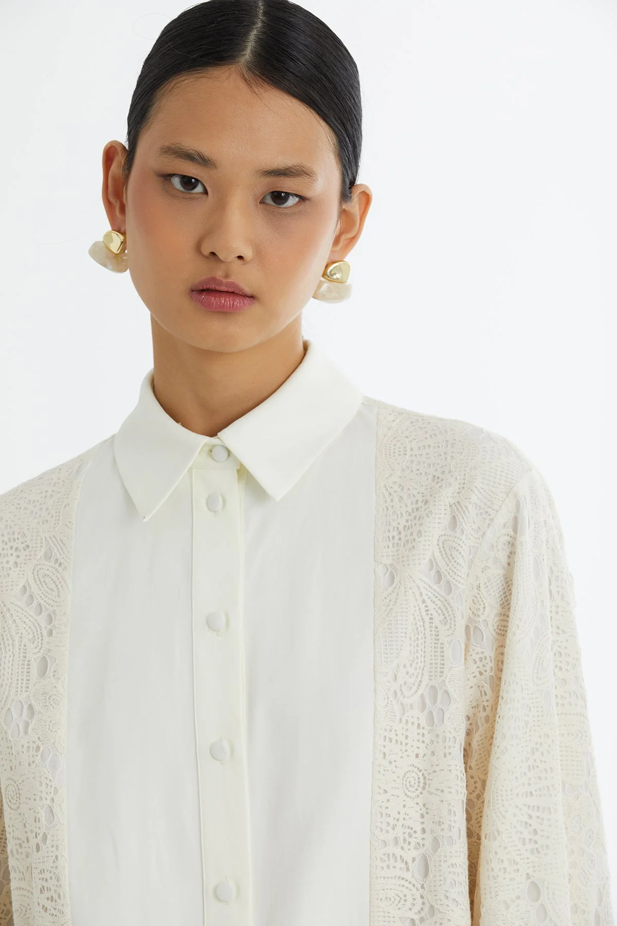 Ecru Patterned Signature Shirt - Image 3