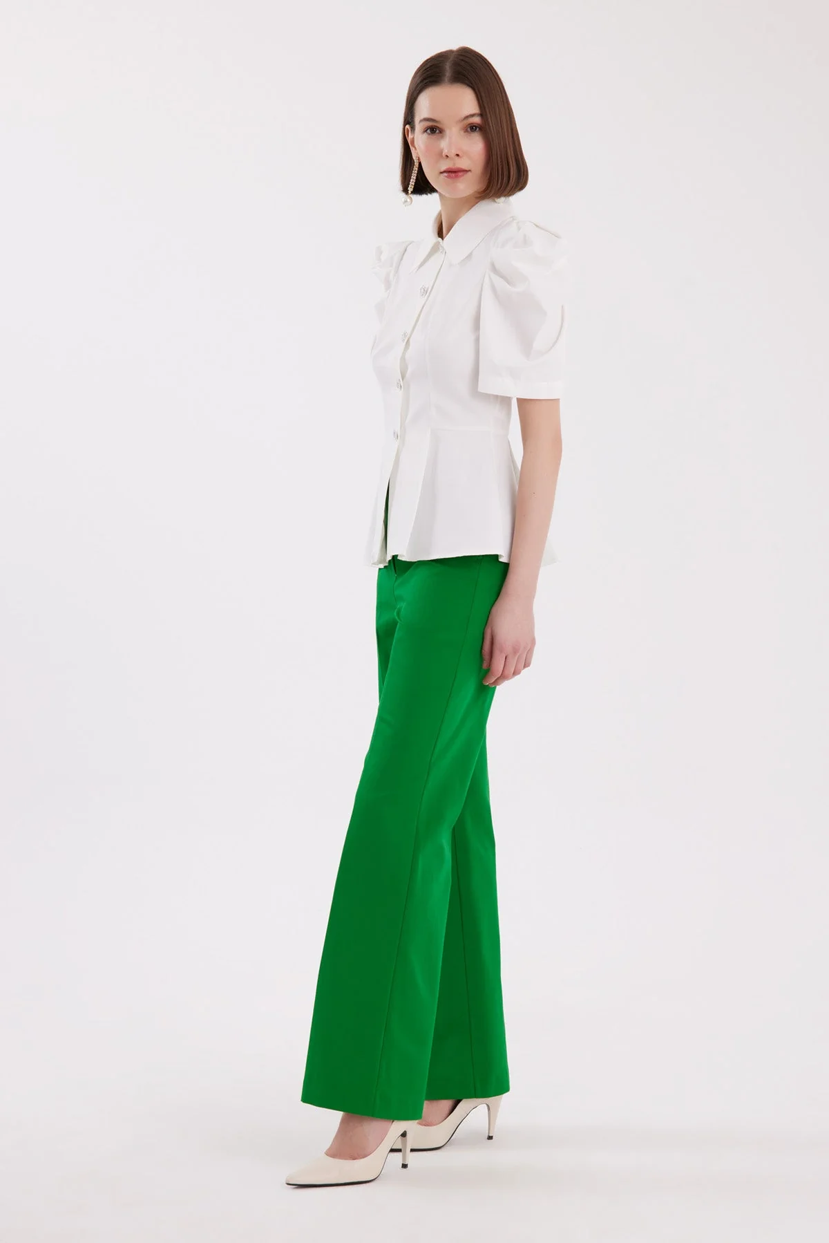 Ecru Pleated-Sleeve Shirt