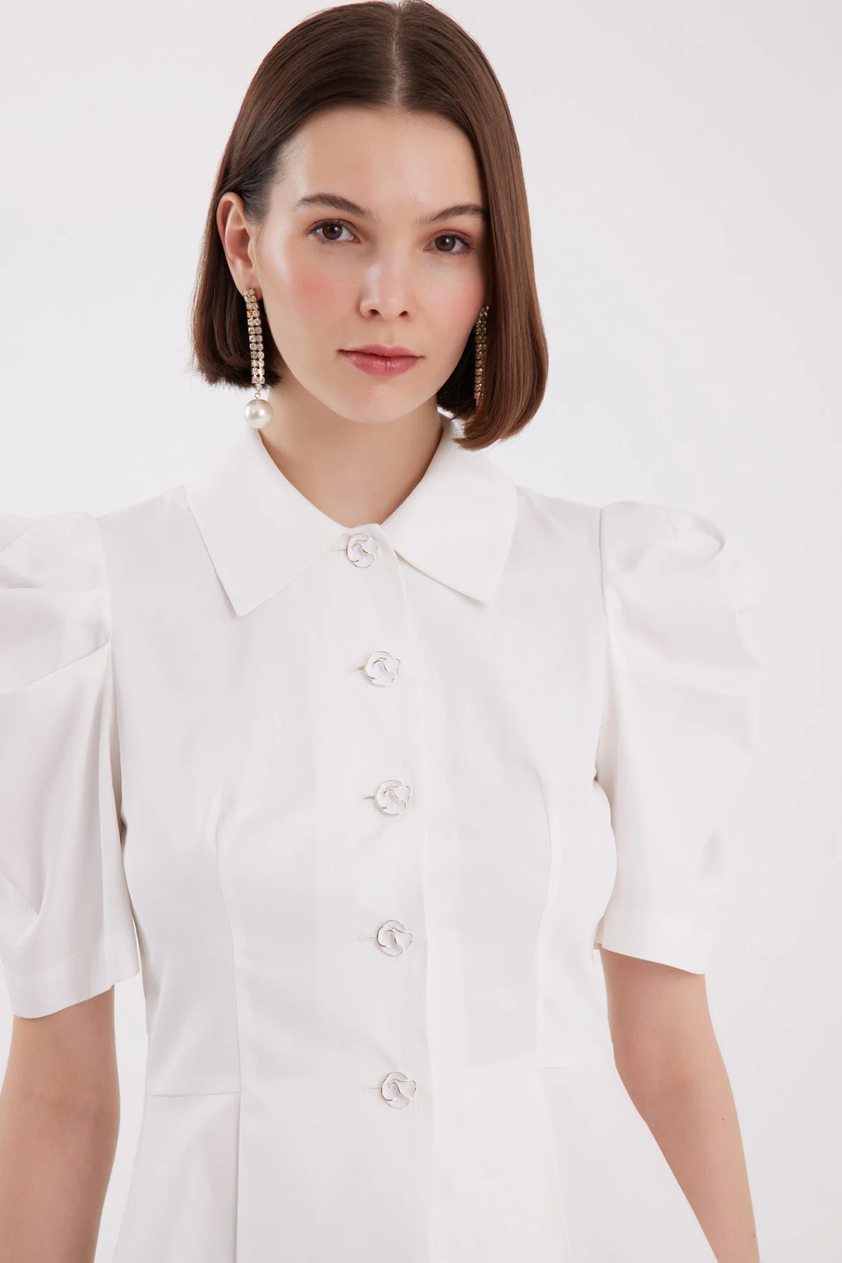 Ecru Pleated-Sleeve Shirt - Image 3