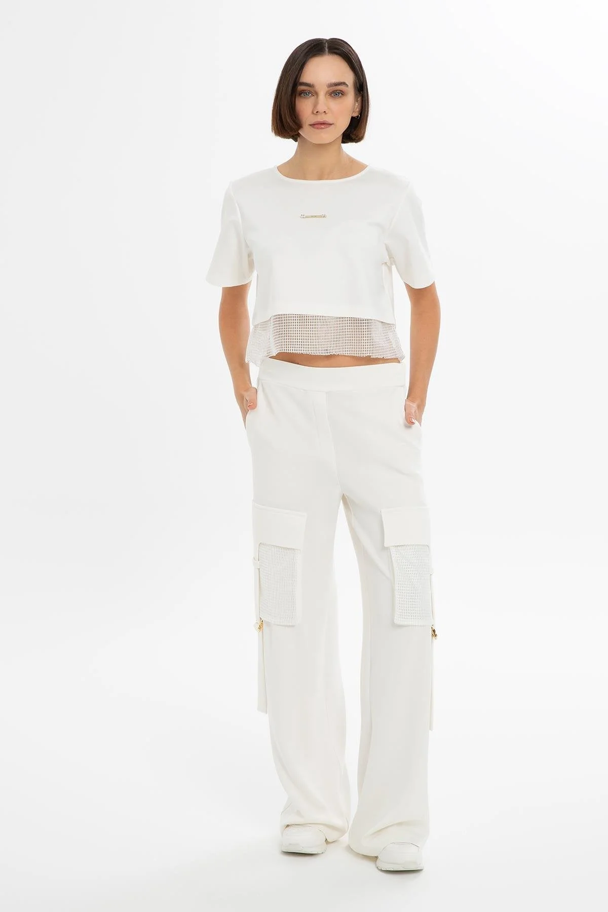 Ecru Pocket-Detail Sweatpants