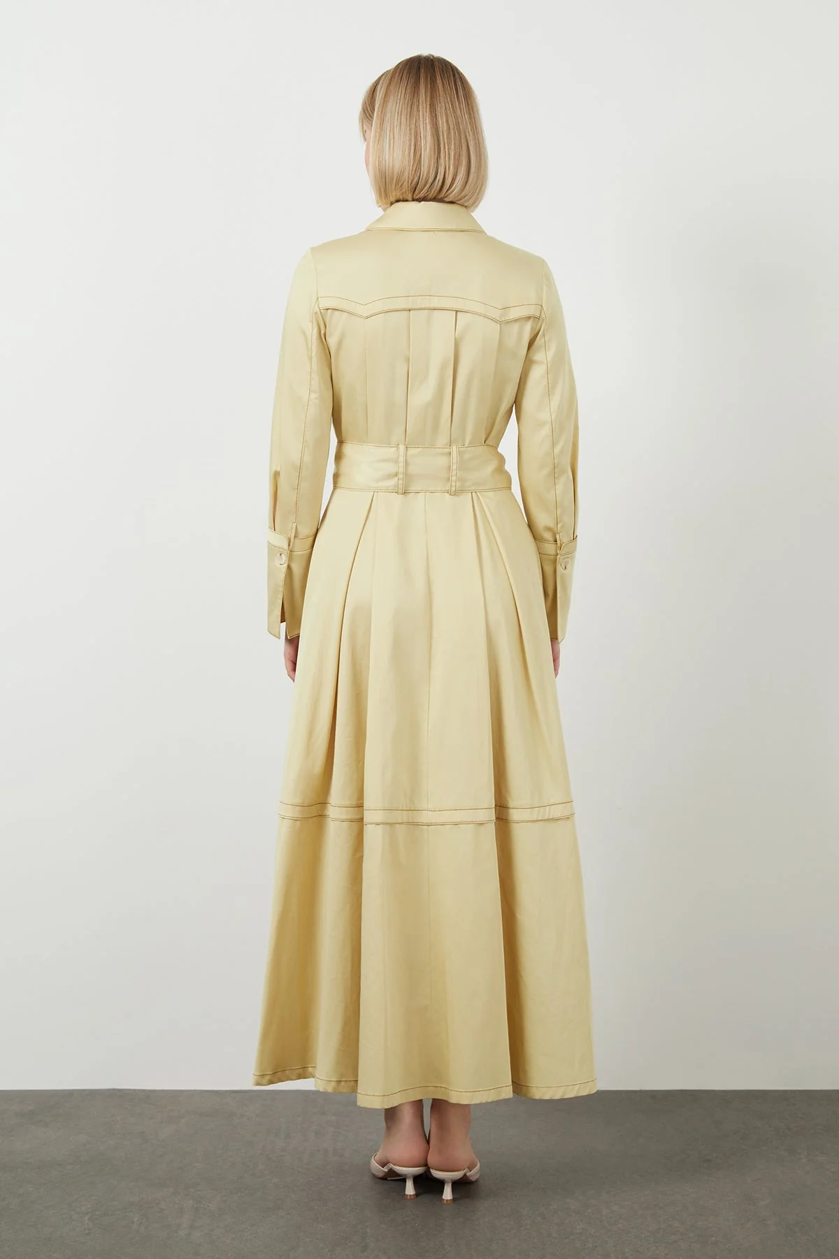 Ecru Sash-Detail Cotton Midi Dress - Image 4
