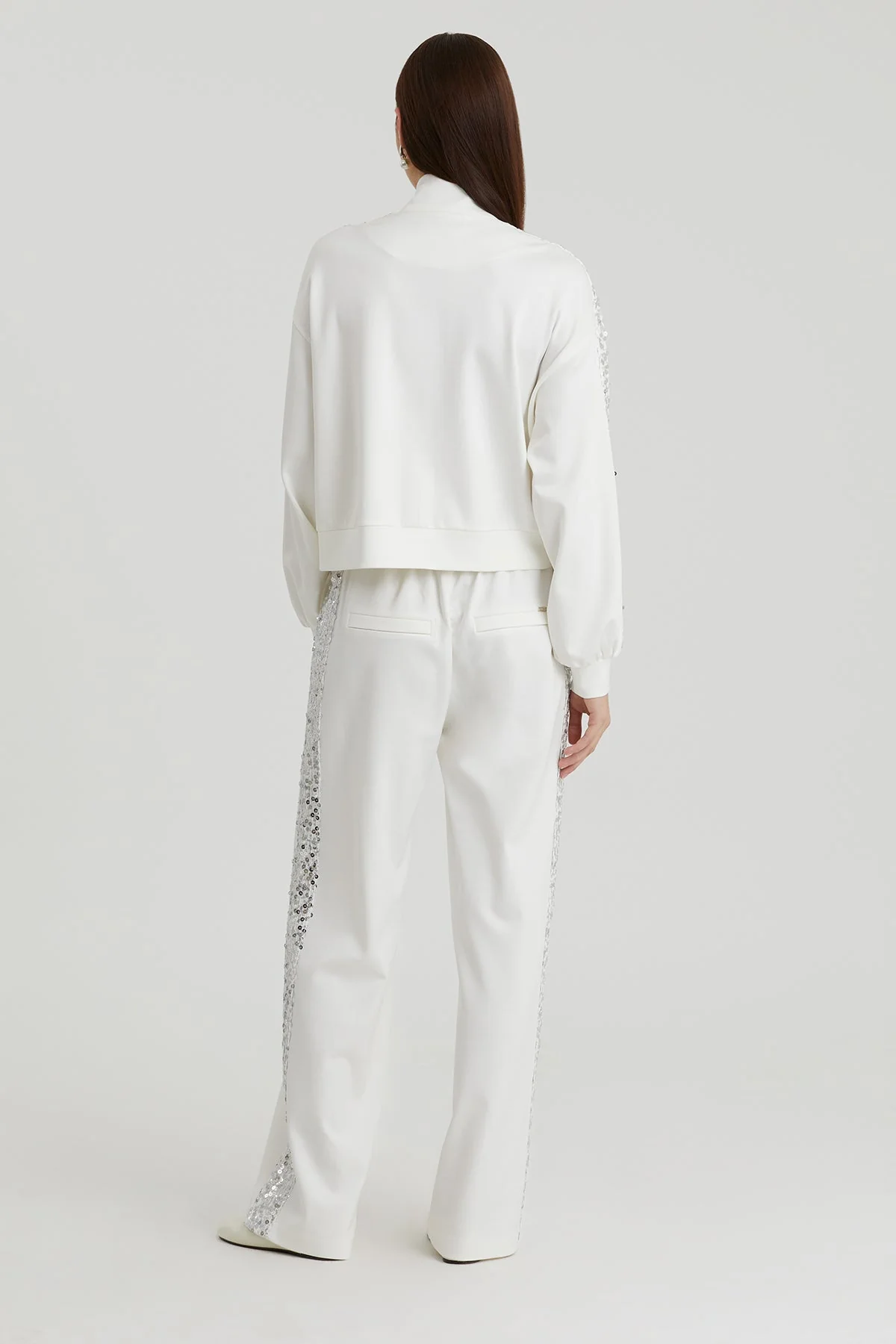 Ecru Sequin Embroidered Sweatshirt - Image 5
