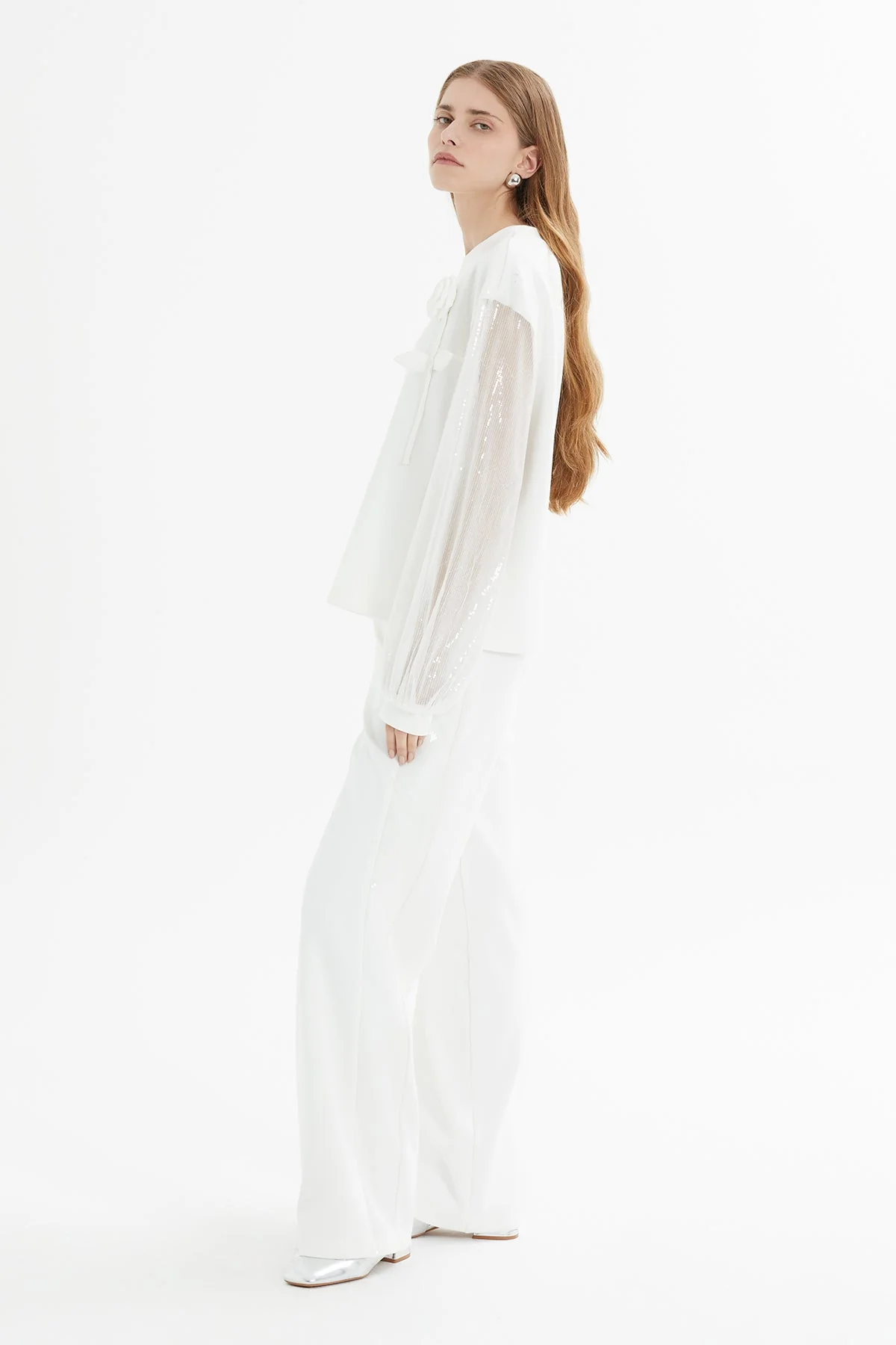 Ecru Sequin-Sleeve Tracksuit - Image 4