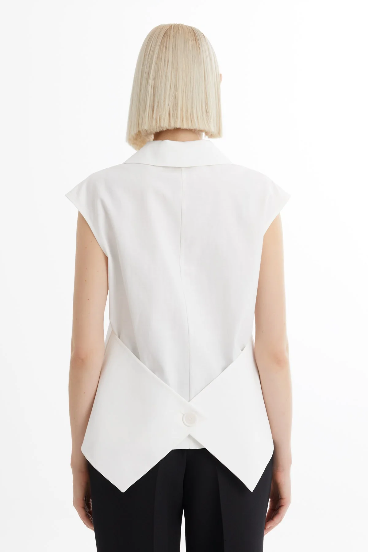 Ecru Shawl Collar Brooch Detail Blouse - Image 4