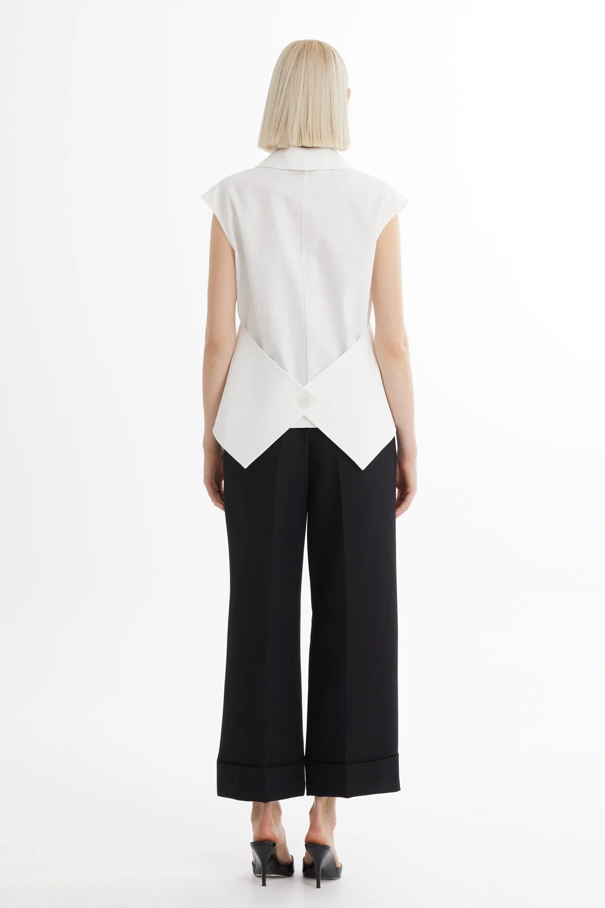 Ecru Shawl Collar Brooch Detail Blouse - Image 5