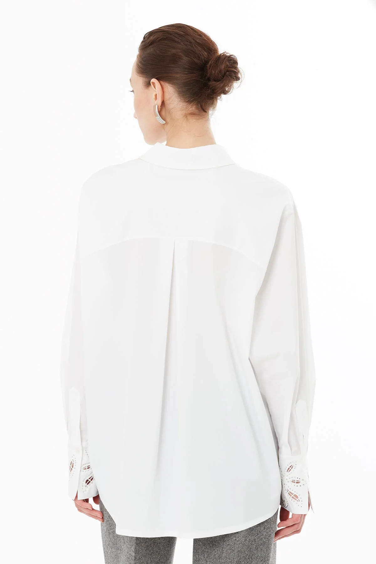 Ecru Shirt with Embroidered Sleeves - Image 4