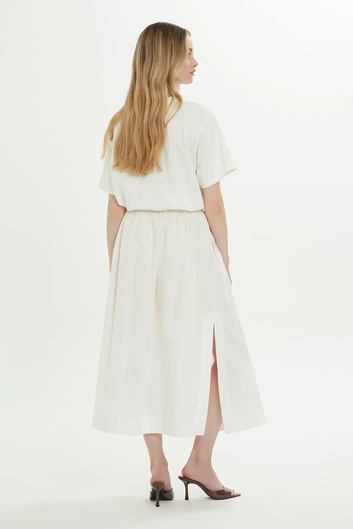 Ecru Side-Slit Midi Skirt - Image 4